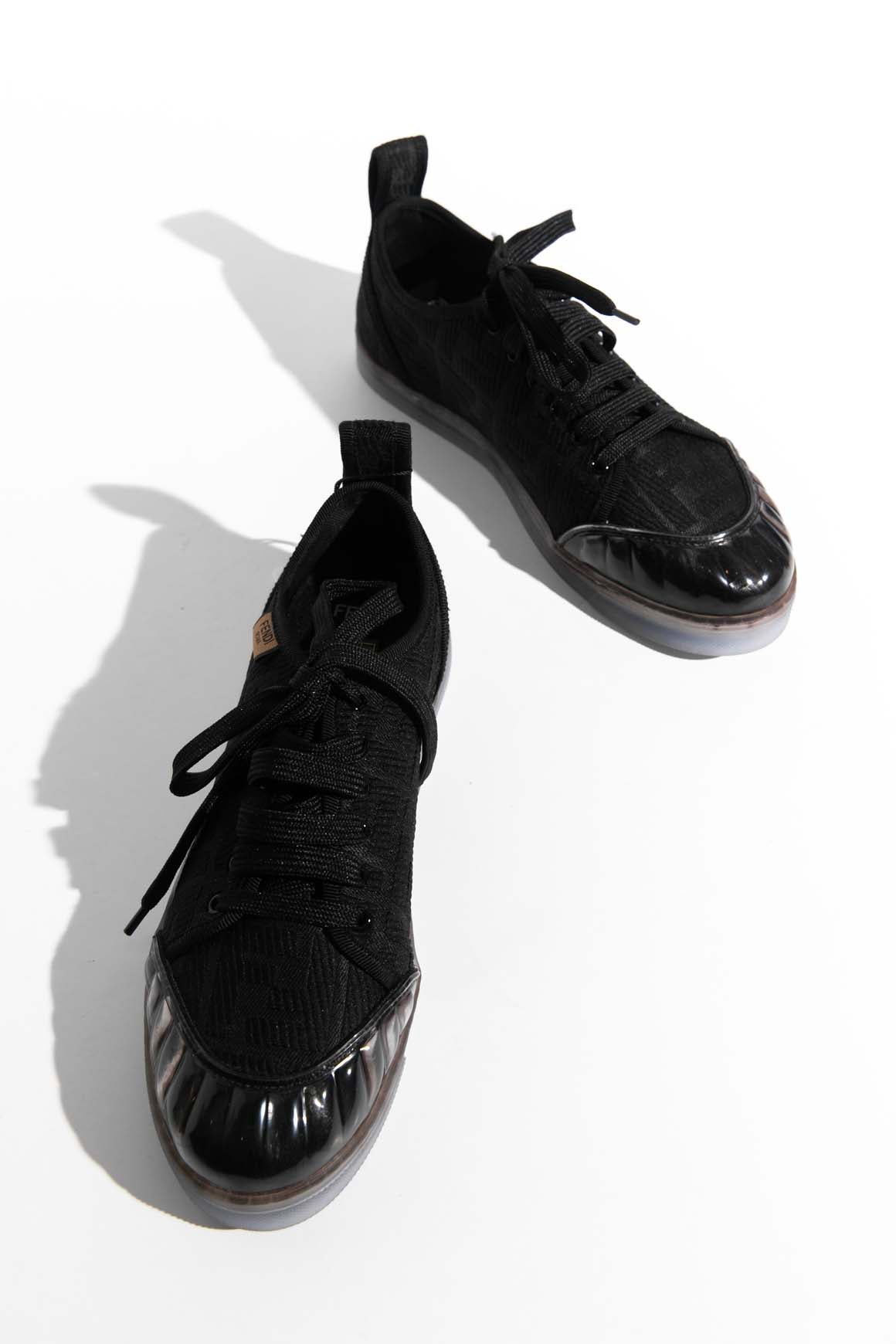 FENDI Black Zucca Canvas Low Top Sneaker (Sz. 38)