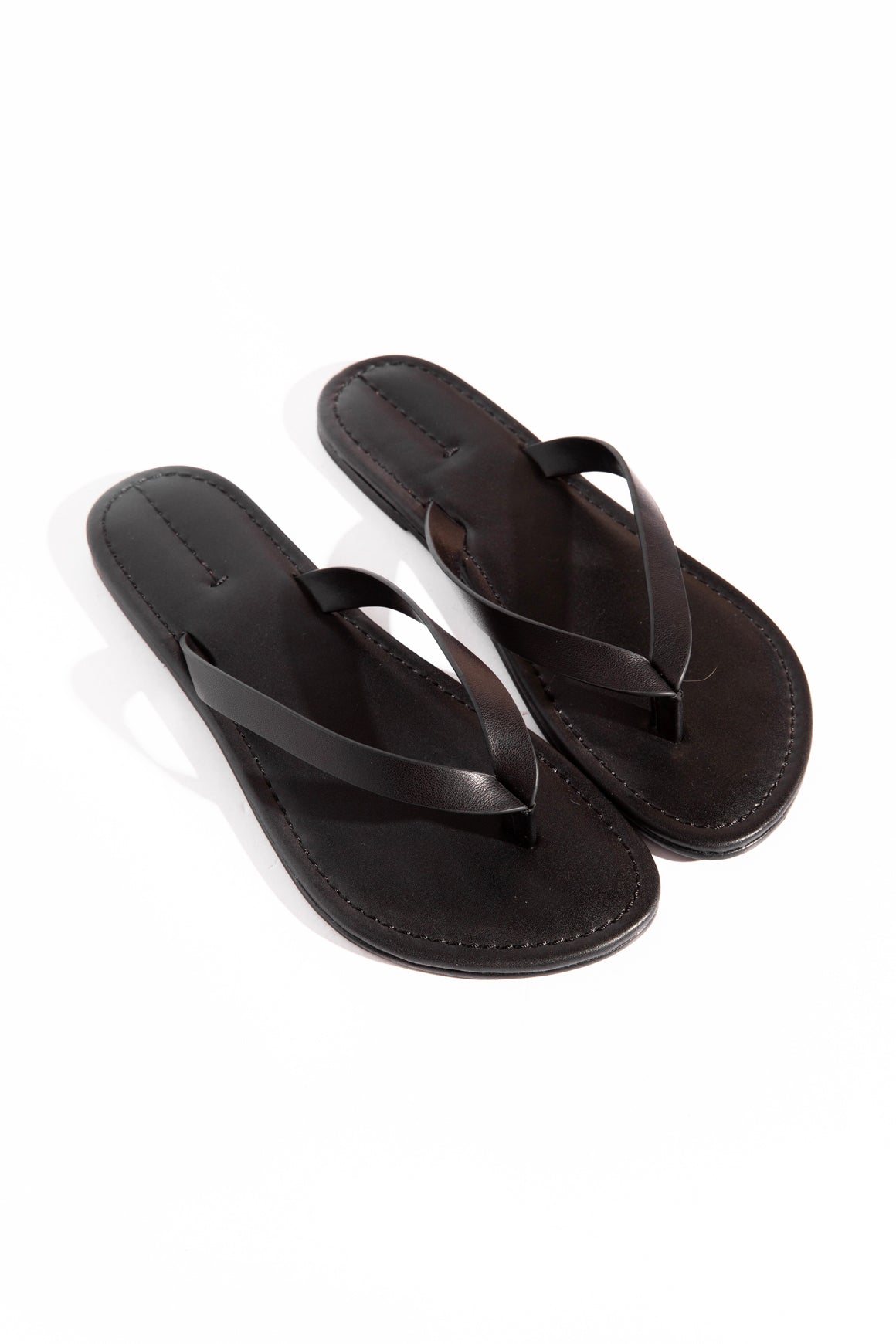 THE ROW Black Leather Flip Flops (Sz. 38)