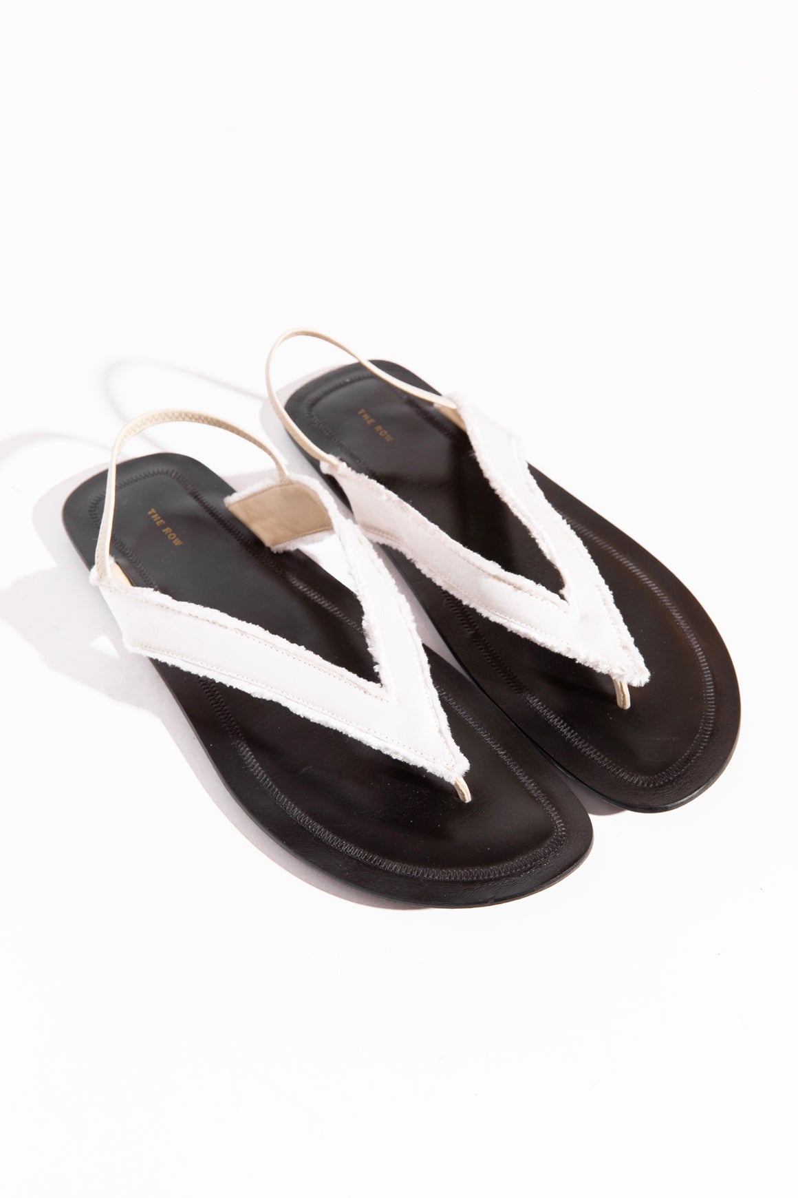 THE ROW "Fray" White and Black Thong Sandals (Sz. 40)