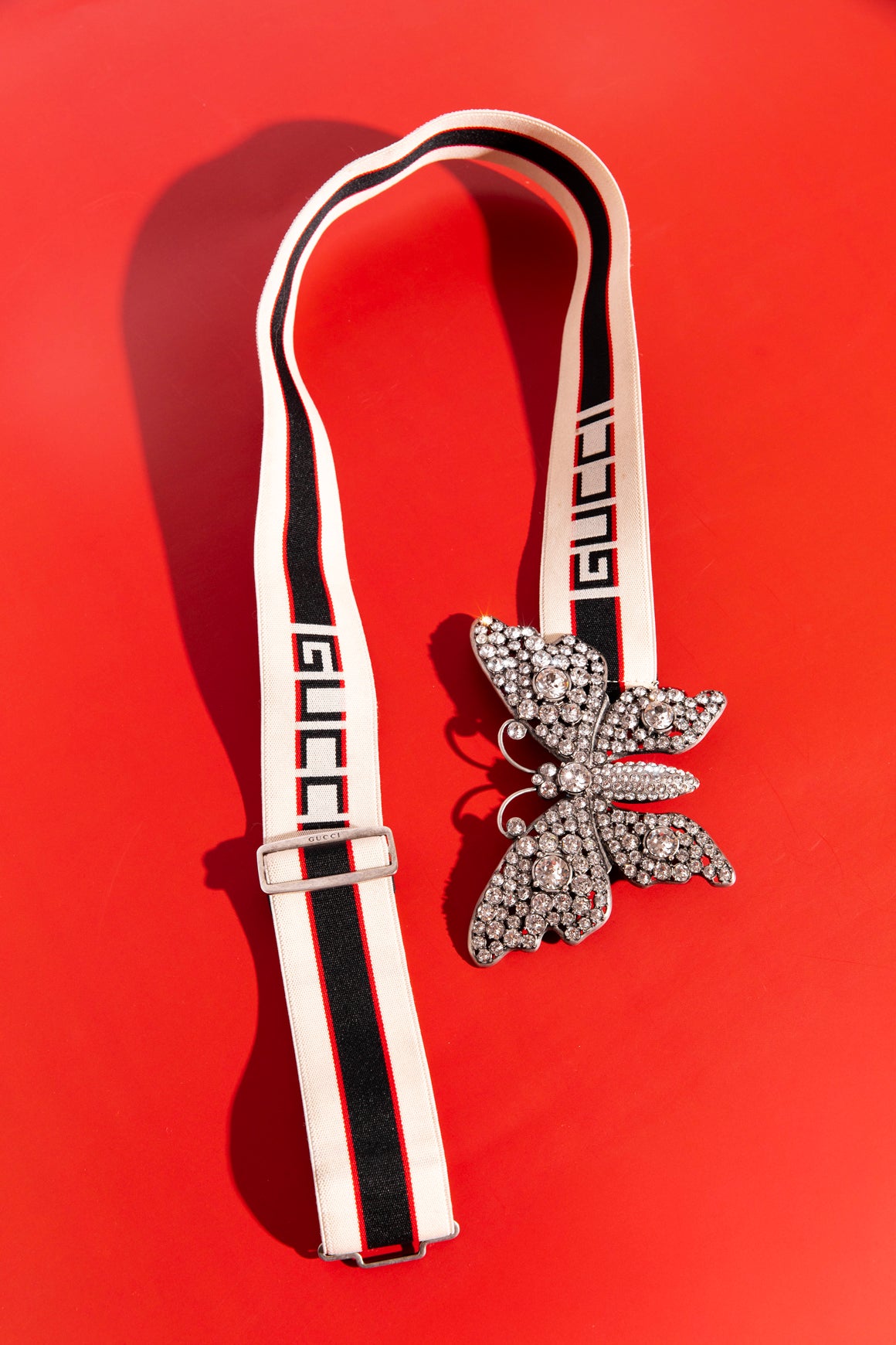 GUCCI Rhinestone Butterfly Elastic Waist Belt