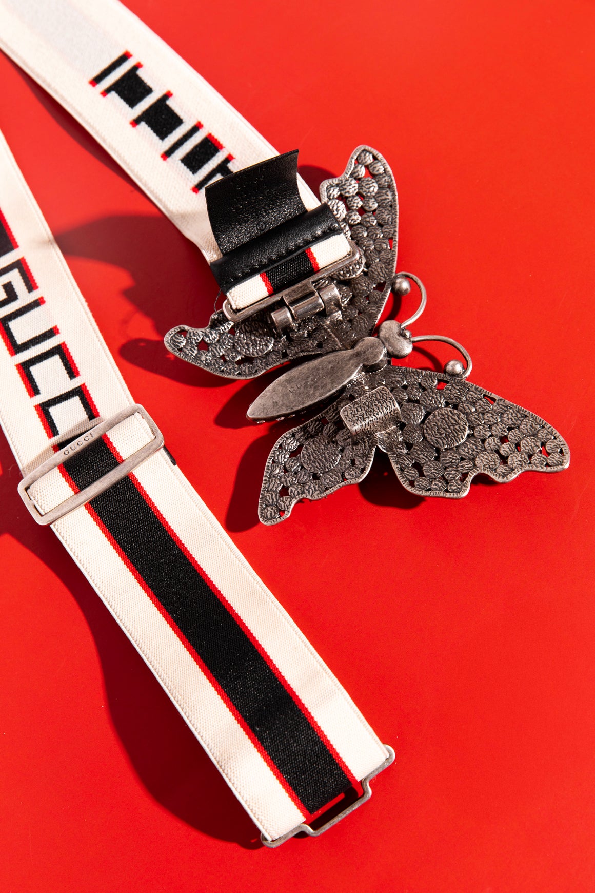 GUCCI Rhinestone Butterfly Elastic Waist Belt