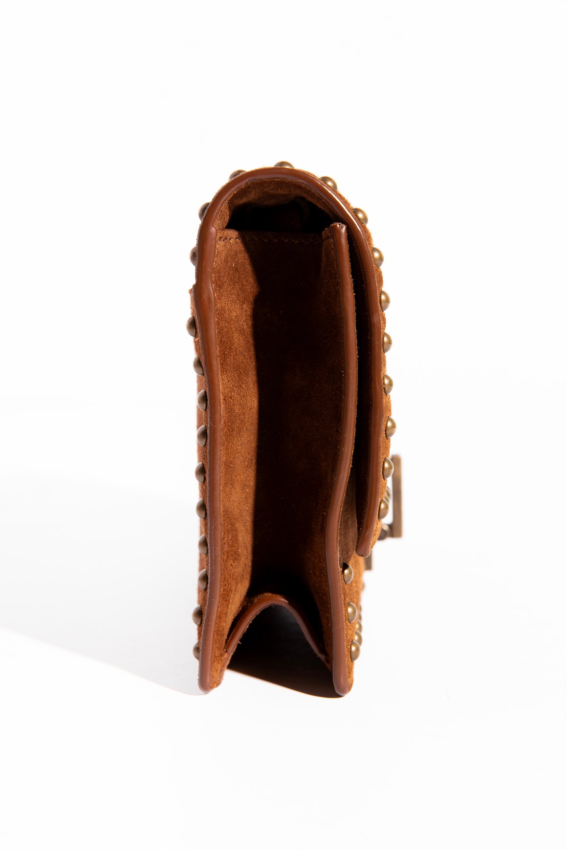 SAINT LAURENT Brown Suede Mini Le Carre Crossbody