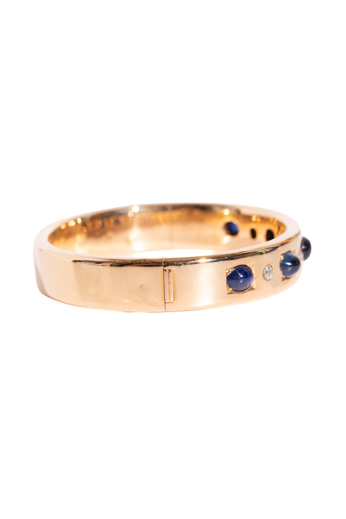 14k Gold Sapphire & Diamond Hinge Cuff