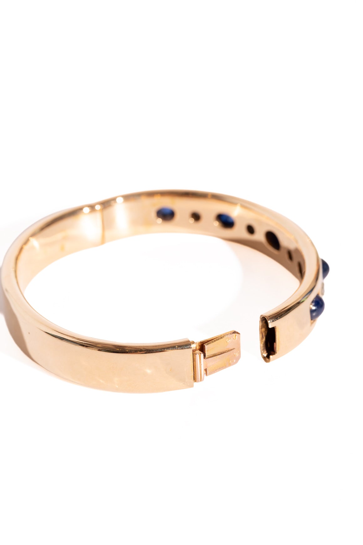 14k Gold Sapphire & Diamond Hinge Cuff