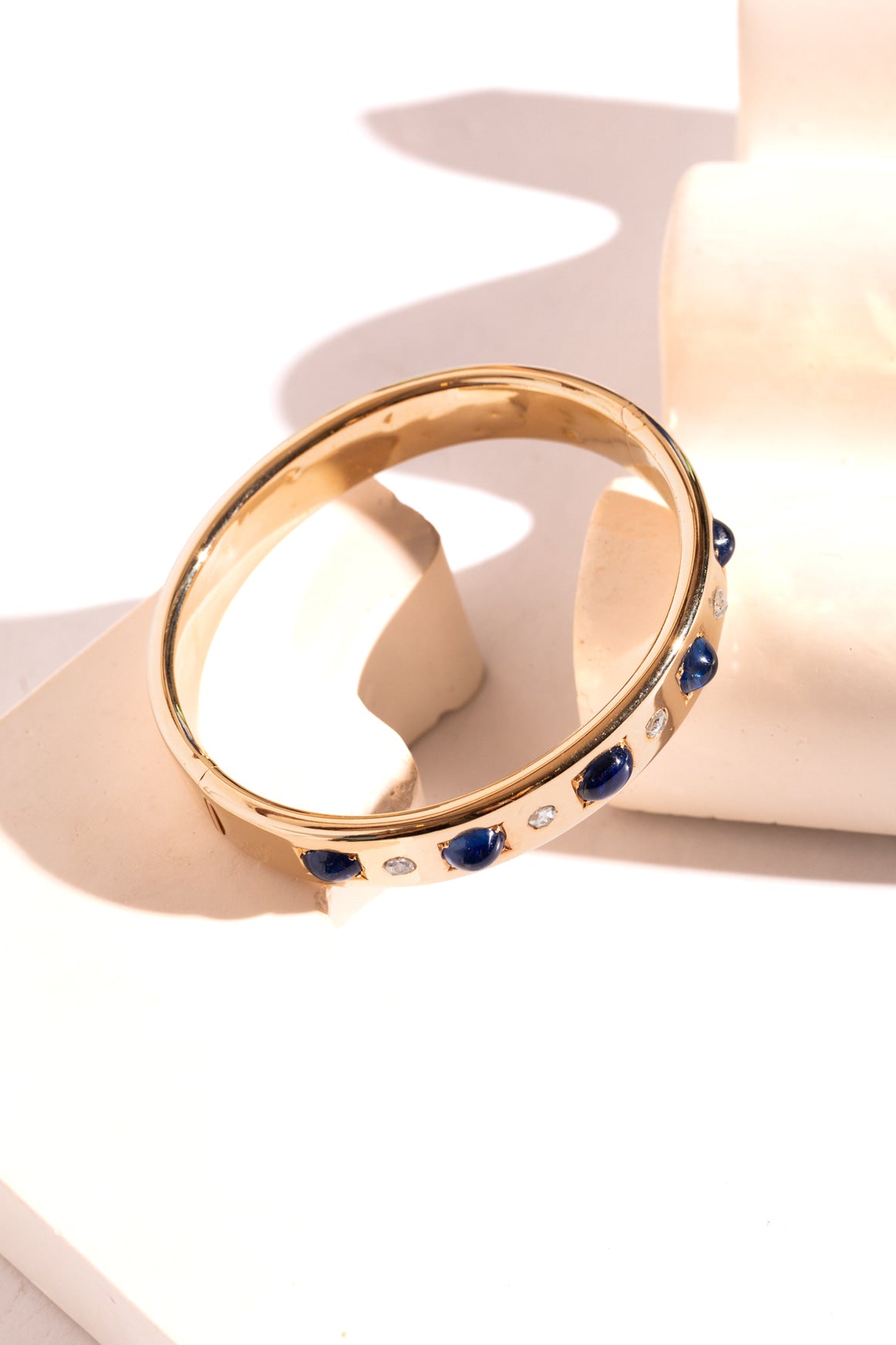 14k Gold Sapphire & Diamond Hinge Cuff