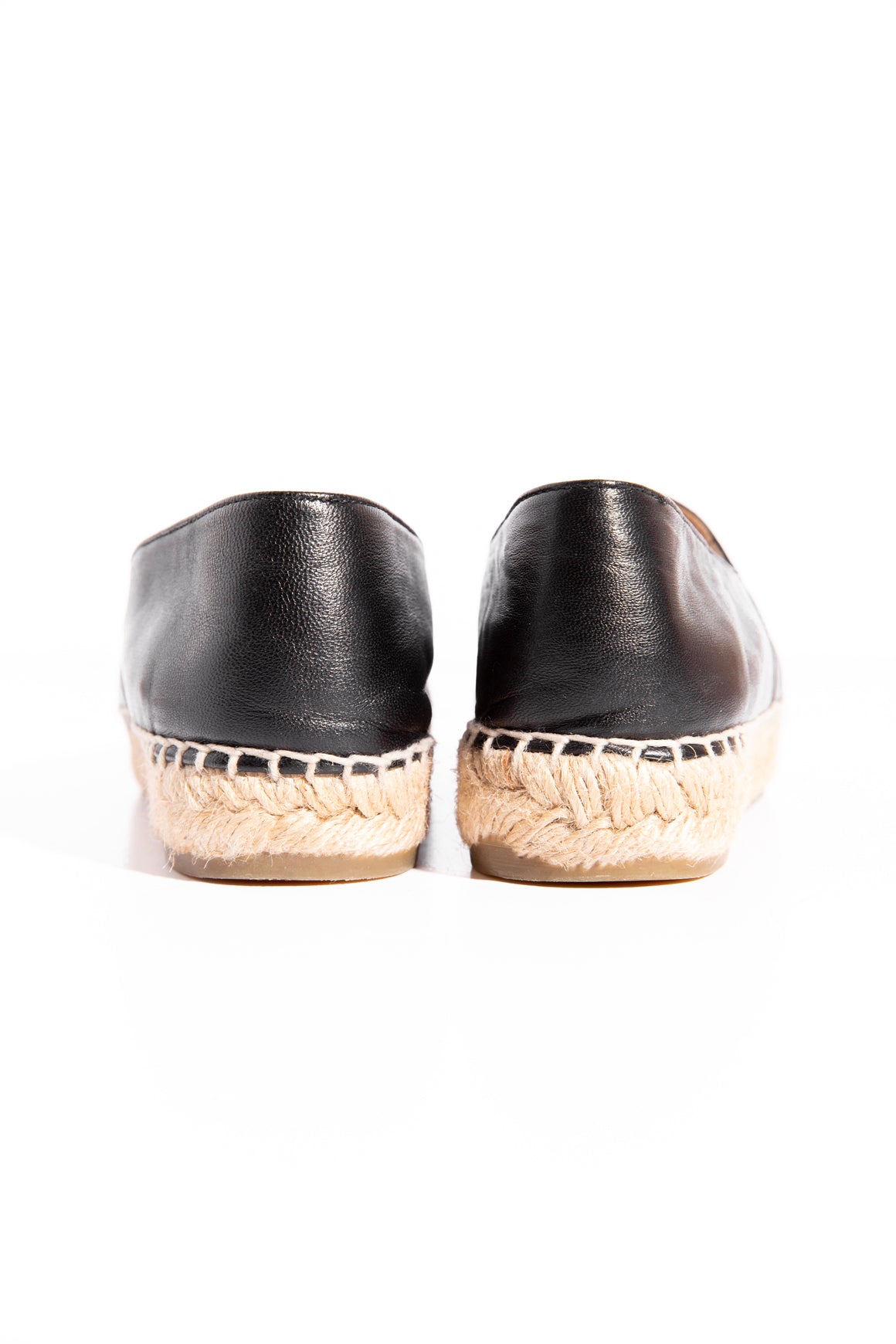 CHANEL Black Calfskin CC Espadrille Loafers (Sz. 36)