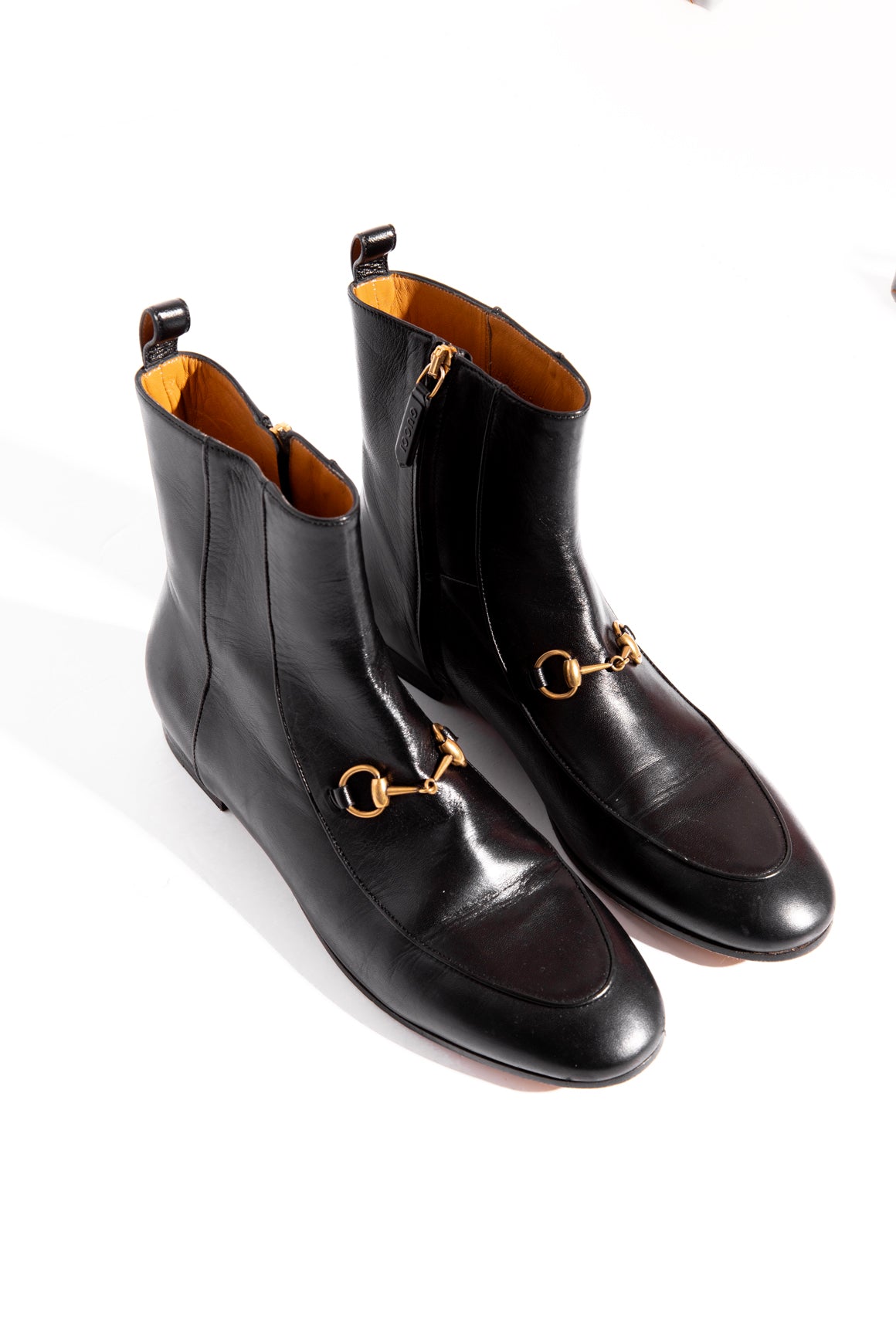 GUCCI Black Leather Horse-bit Ankle Boot (Sz. 39)