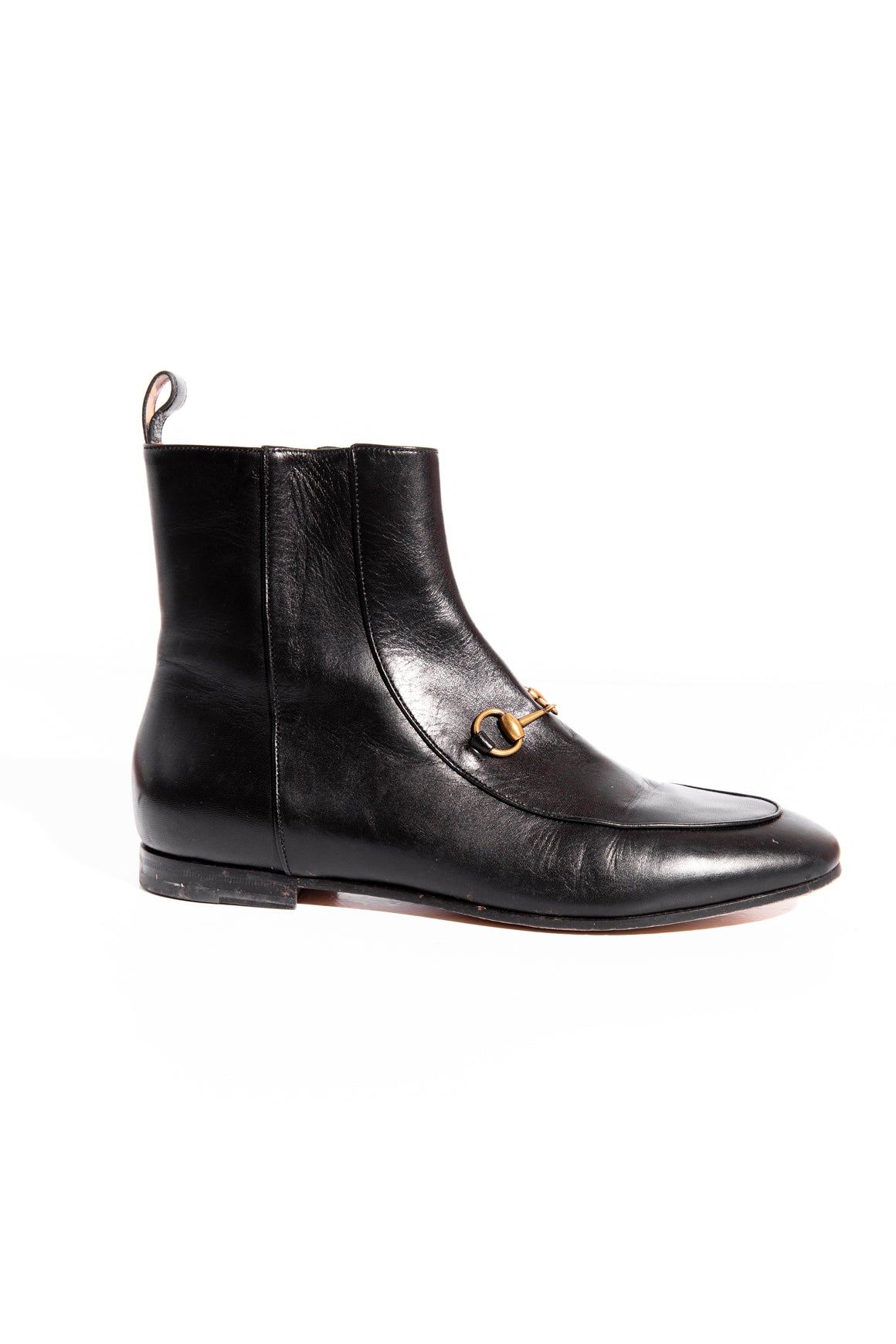 GUCCI Black Leather Horse-bit Ankle Boot (Sz. 39)