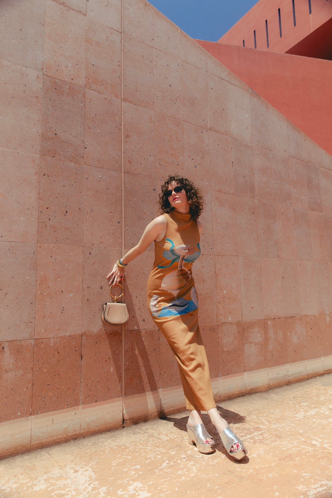 Tan Maruja Mallo Printed Tube Dress (Sz. M)