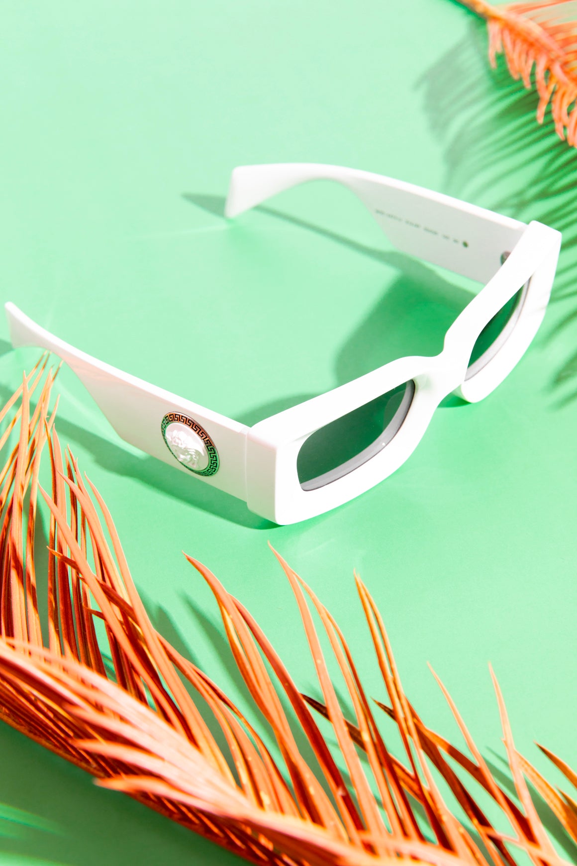 VERSACE White Thick Square Frame Sunglasses