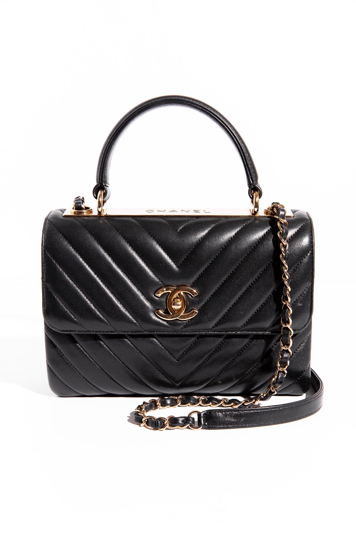CHANEL 2019 Black Small CC Trendy Top Handle Bag
