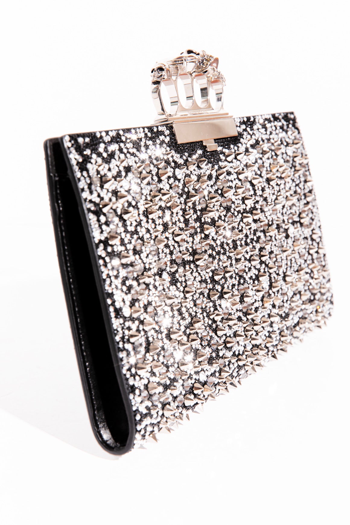 ALEXANDER MCQUEEN Silver Studded Skull Clutch