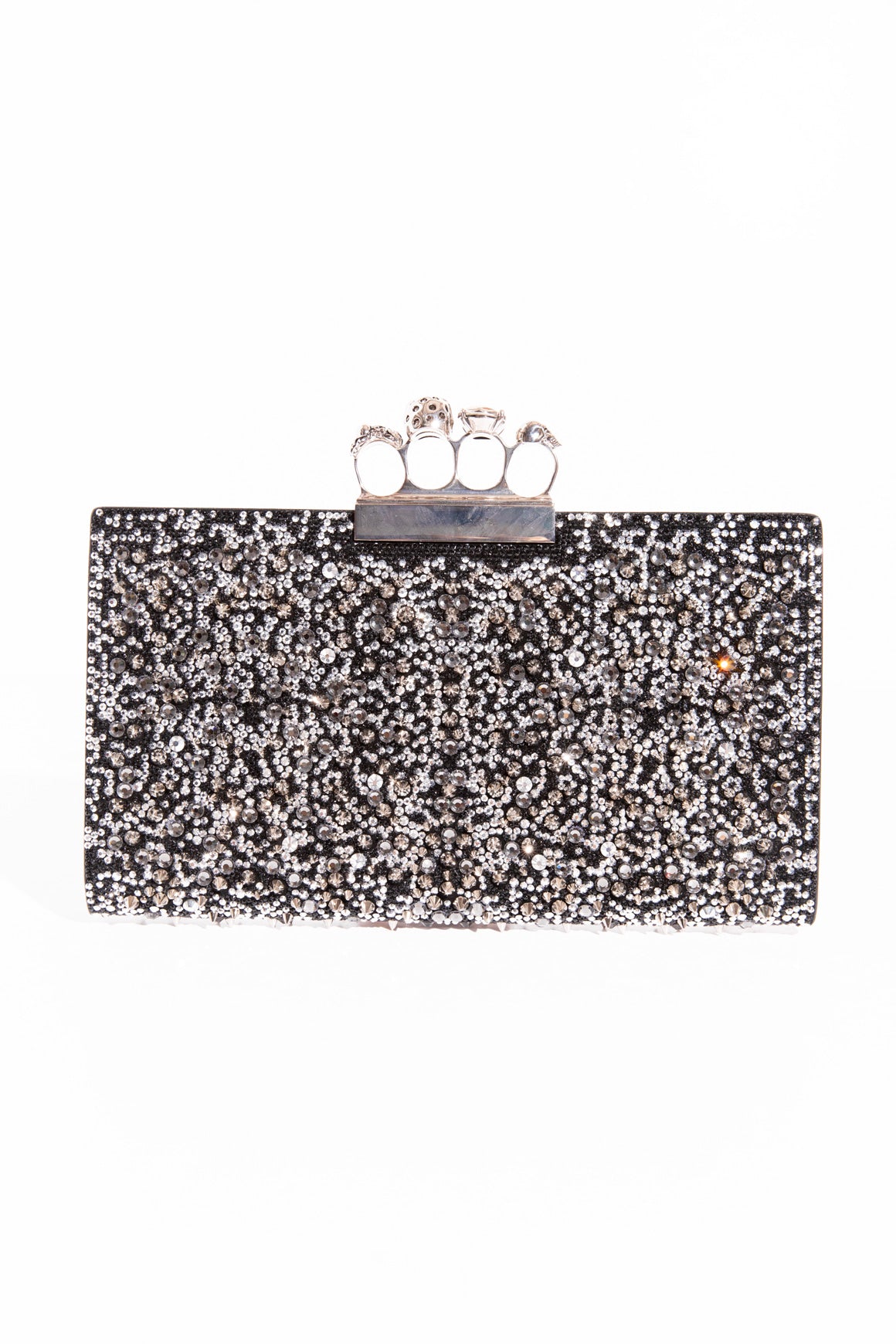 ALEXANDER MCQUEEN Silver Studded Skull Clutch