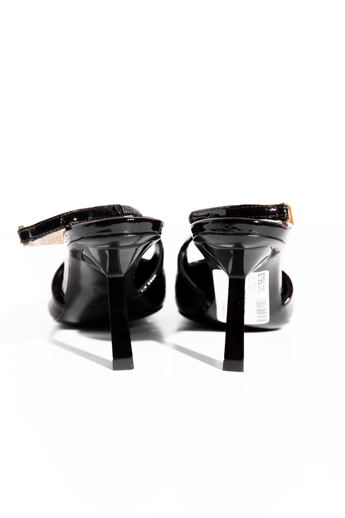 SAINT LAURENT Black Crocodile Slingback Heels (Sz. 35.5)