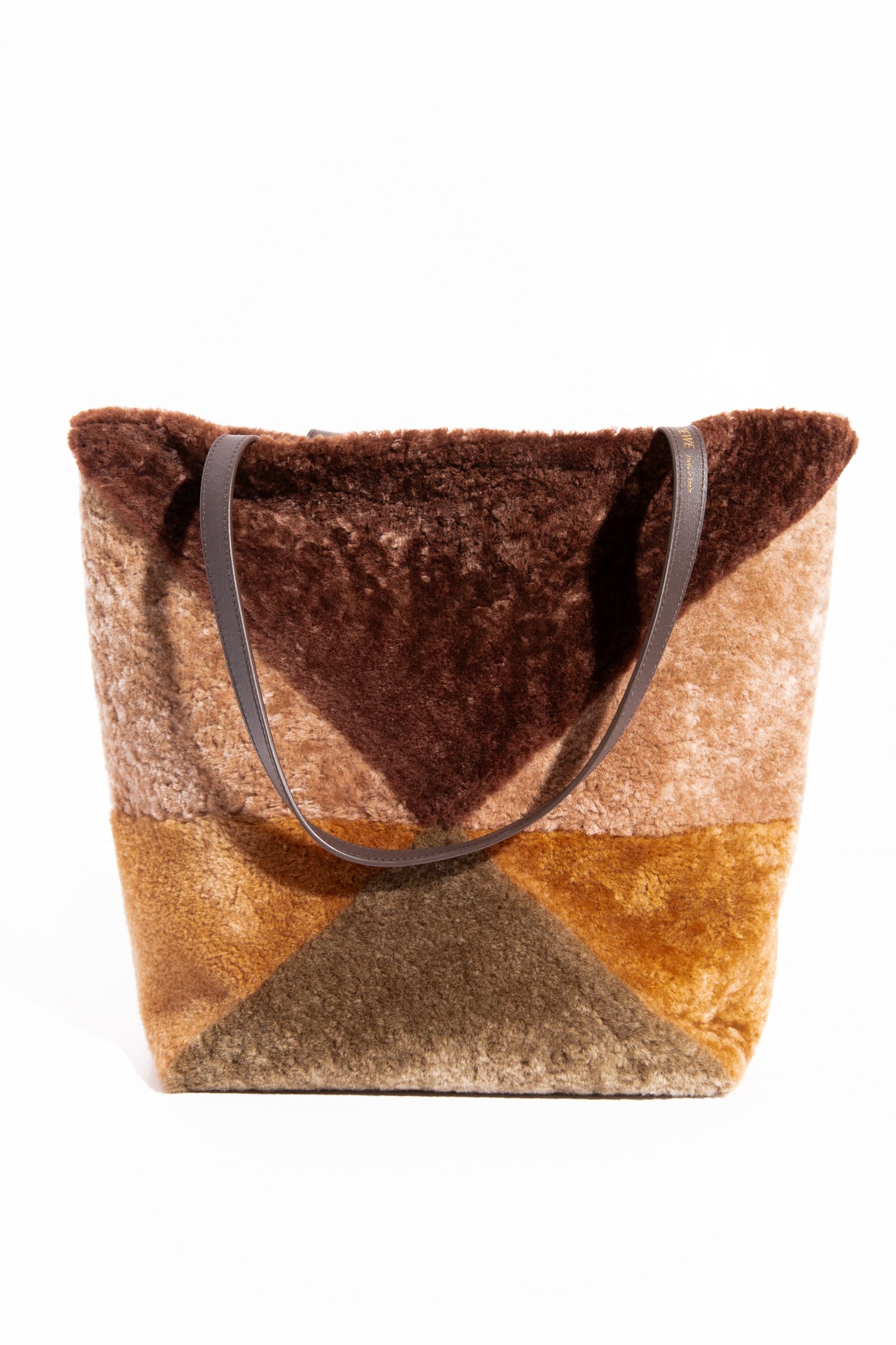 LOEWE Puzzle Fold Large Sheep Shearling Tote Bag
