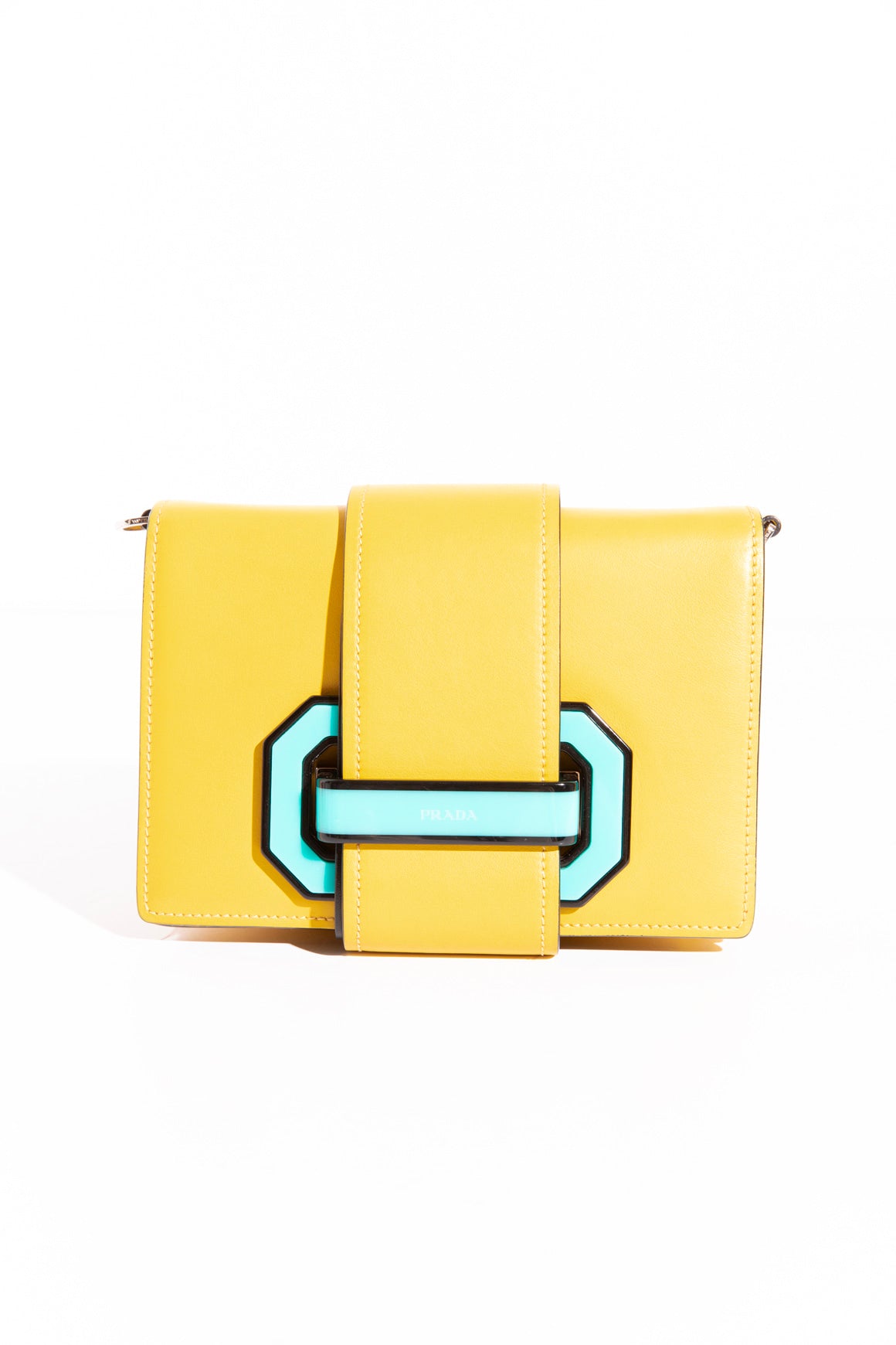 PRADA Yellow Plex Ribbon Geometric Bag
