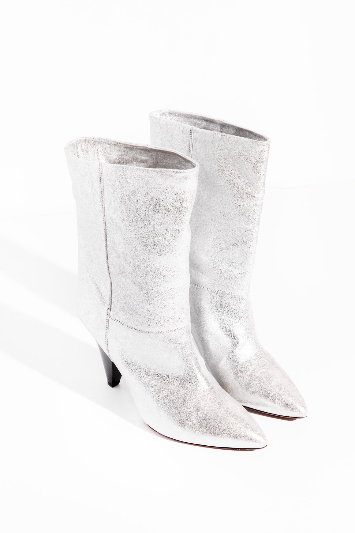 ISABEL MARANT Silver Pointed Boots (Sz.38)