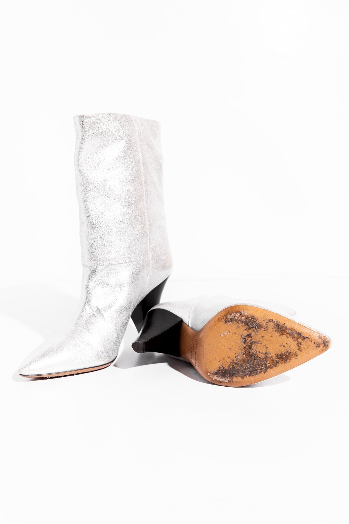 ISABEL MARANT Silver Pointed Boots (Sz.38)