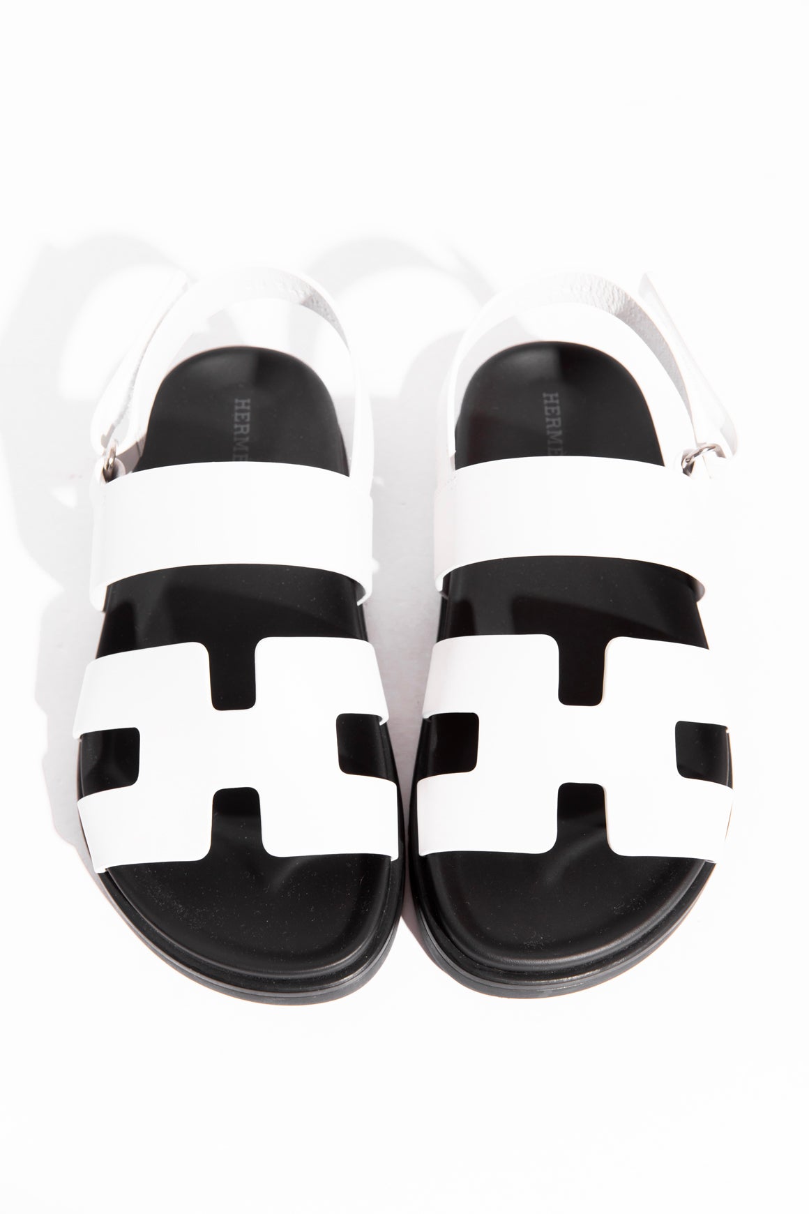 HERMES White & Black Chypre Sandals (Sz. 36)
