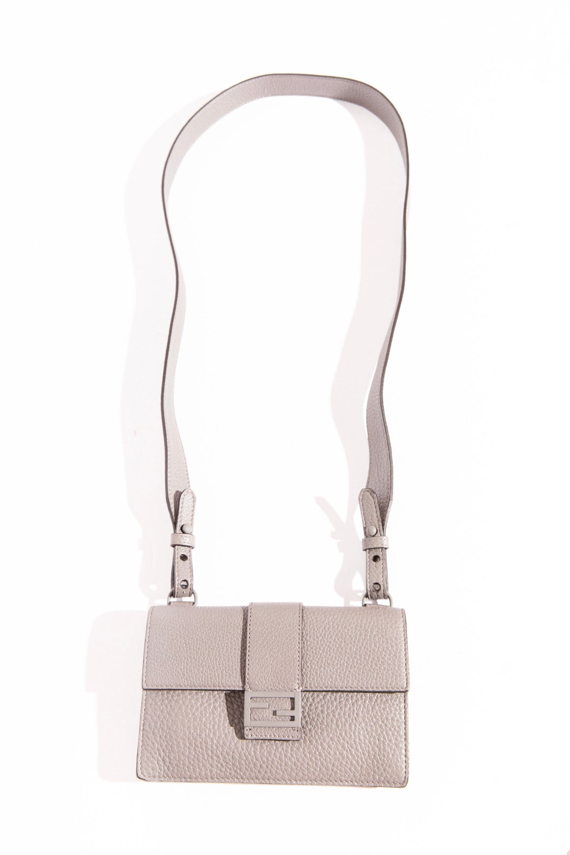 FENDI Grey Mini "Flat Baguette" NWT