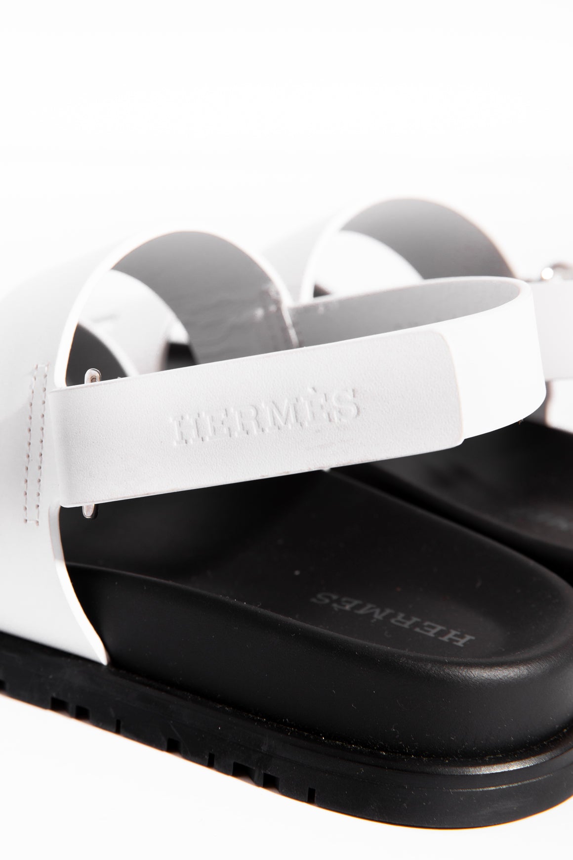 HERMES White & Black Chypre Sandals (Sz. 36)