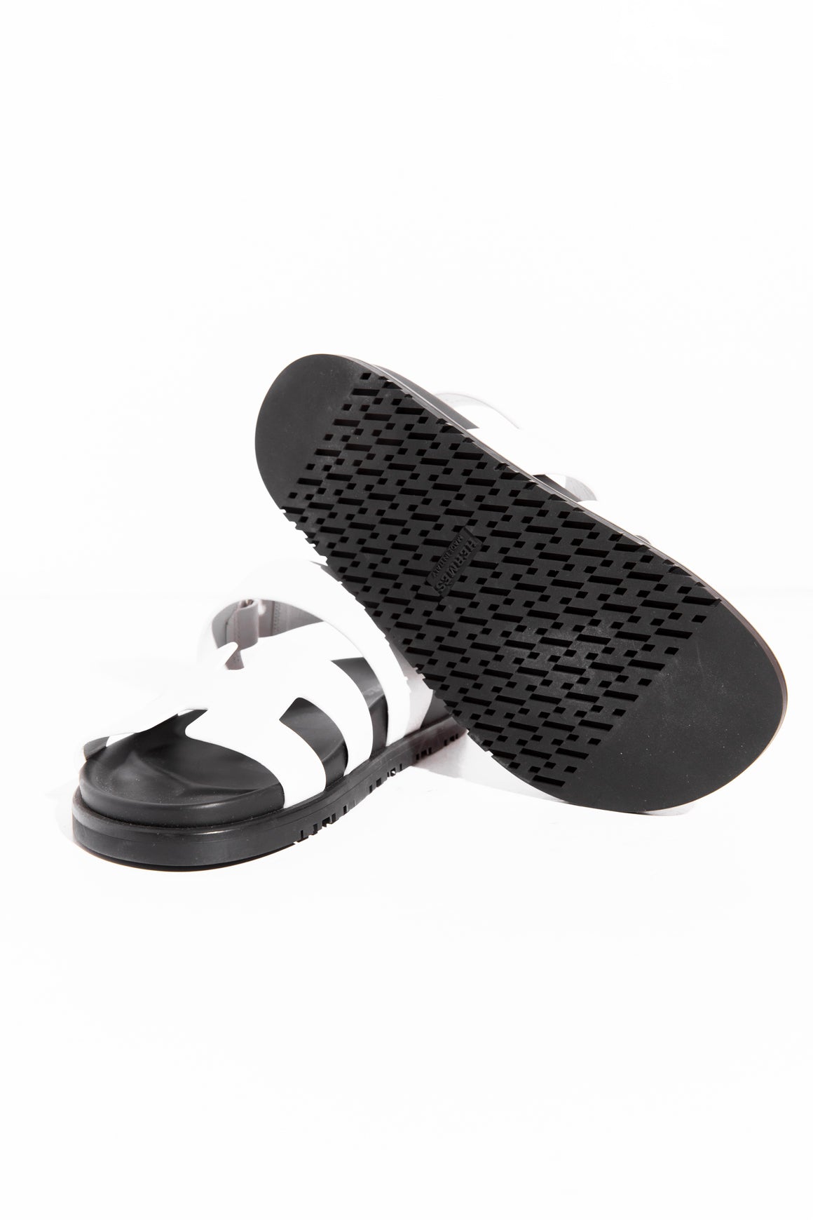 HERMES White & Black Chypre Sandals (Sz. 36)
