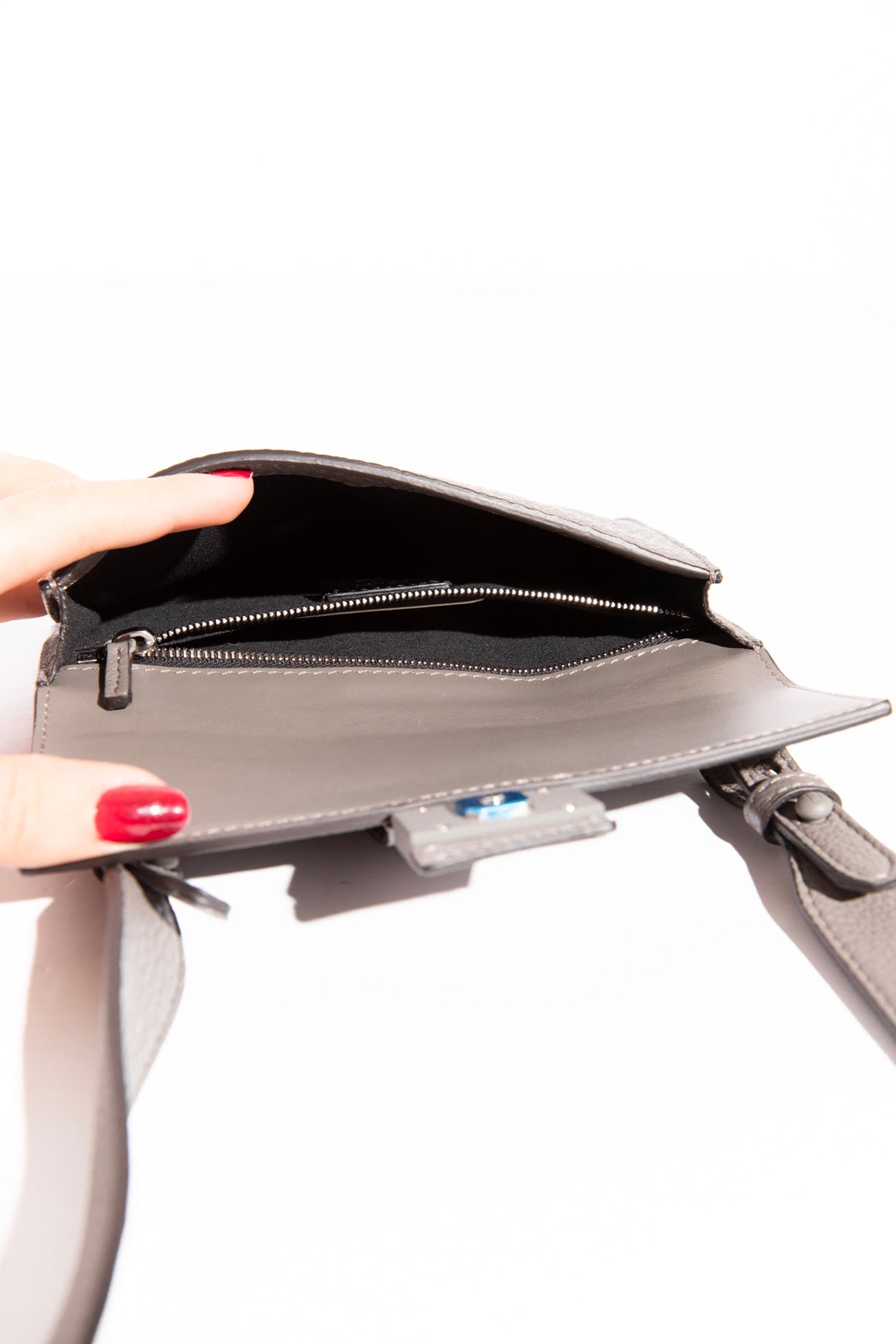 FENDI Grey Mini "Flat Baguette" NWT