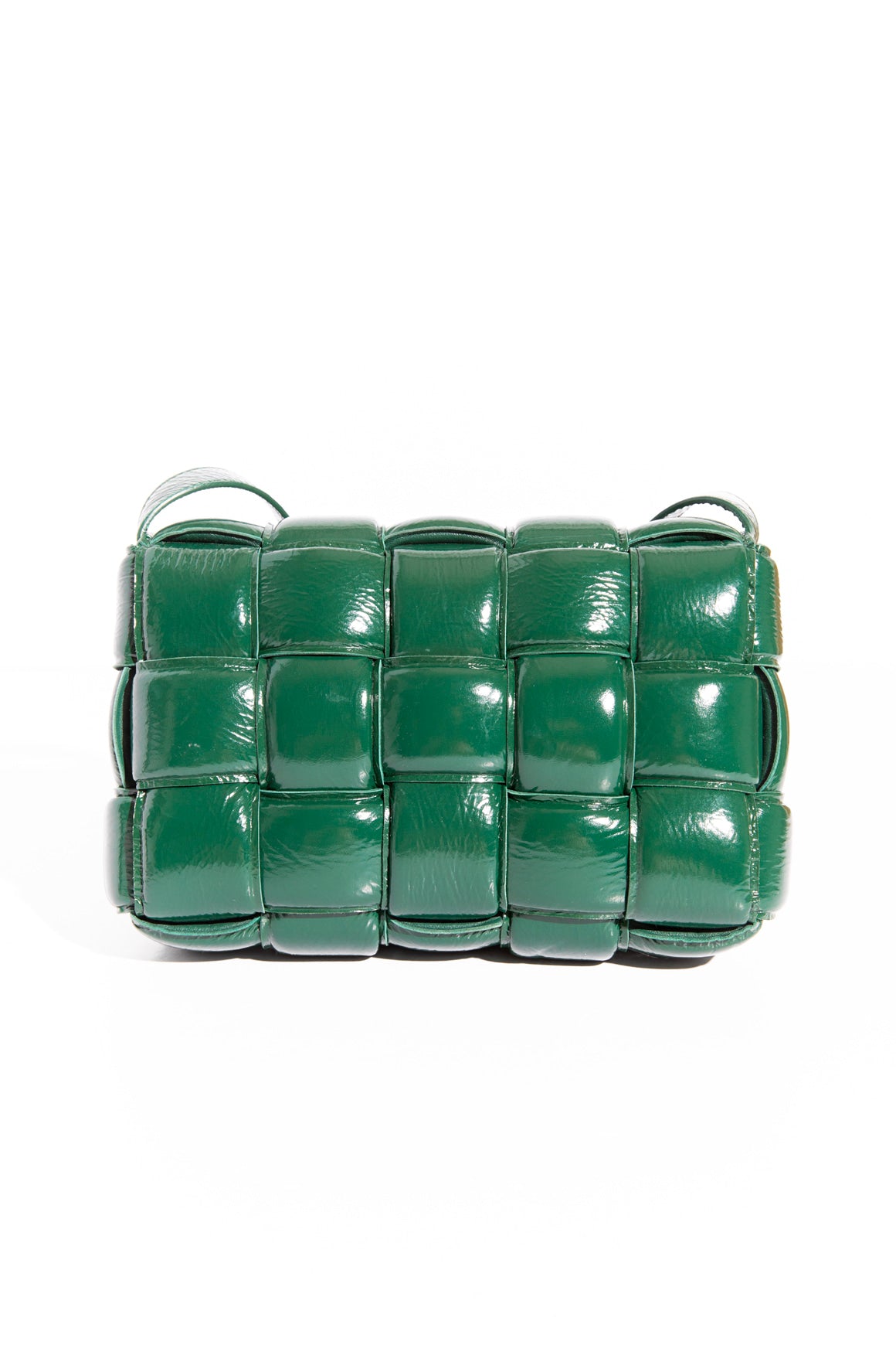 BOTTEGA VENETA Green Patent Padded Casette Handbag