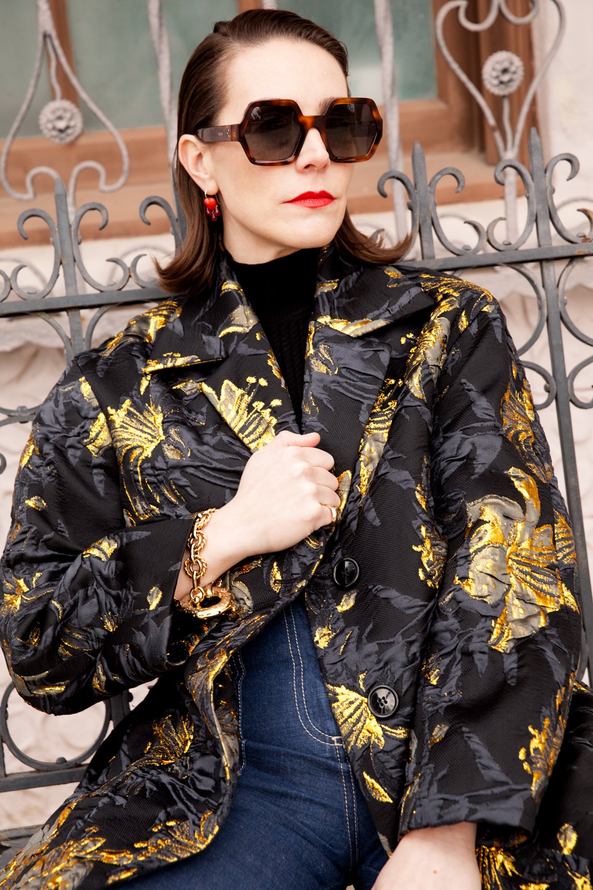 DRIES VAN NOTEN Black & Gold Over Coat