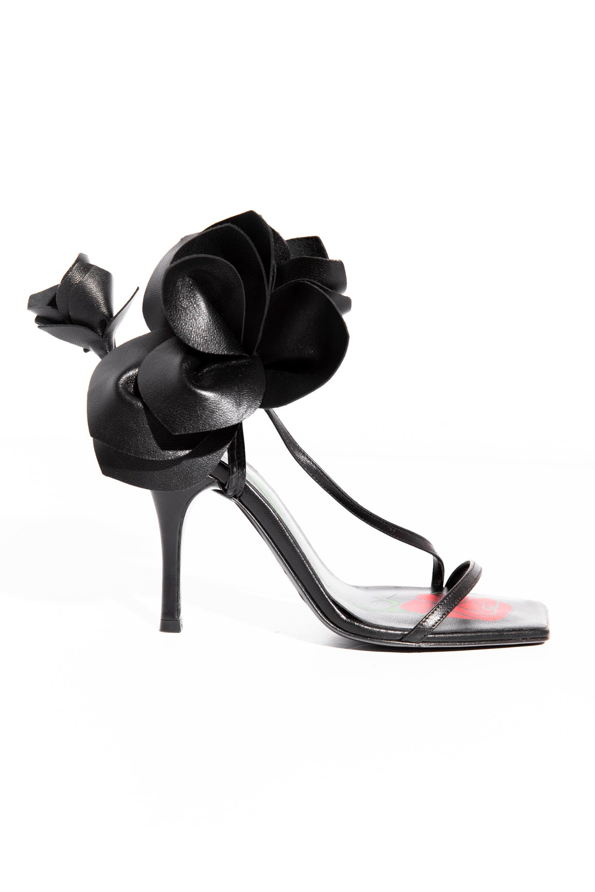MAGDA BUTRYM Black Floral Applique Heels (Sz. 36.5)