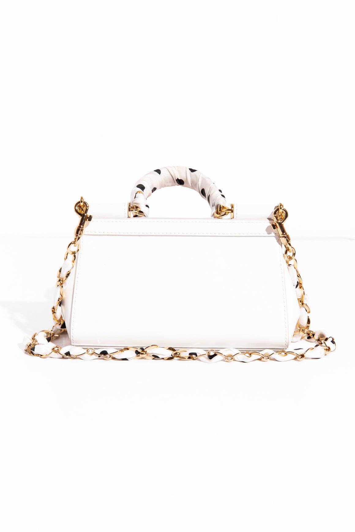 DOLCE & GABBANA White Patent Polka Dot Mini Sicily Bag