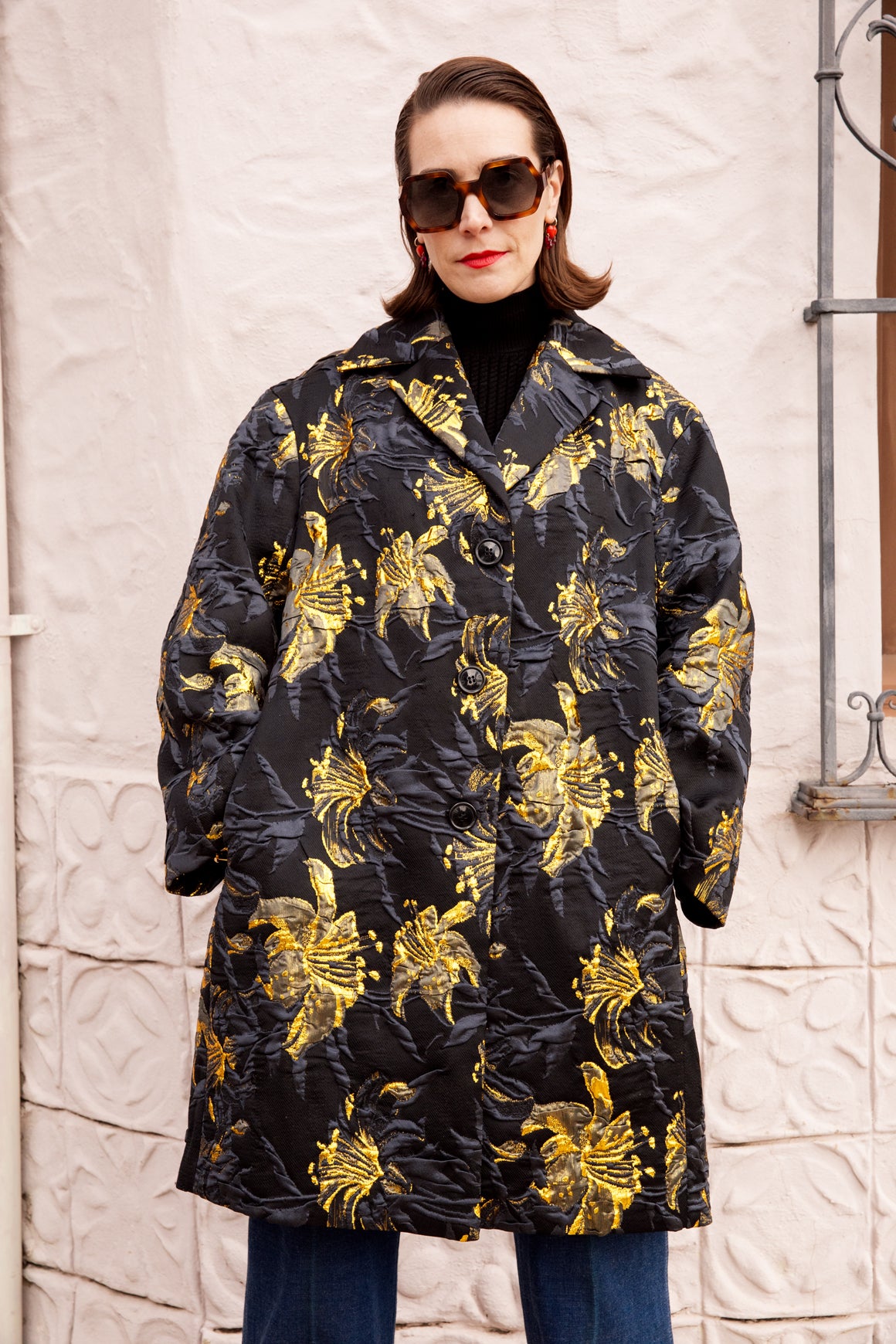 DRIES VAN NOTEN Black & Gold Over Coat