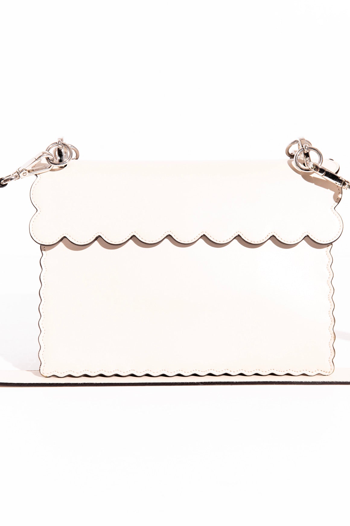 FENDI Cream Studded Embroidered Kan Bag