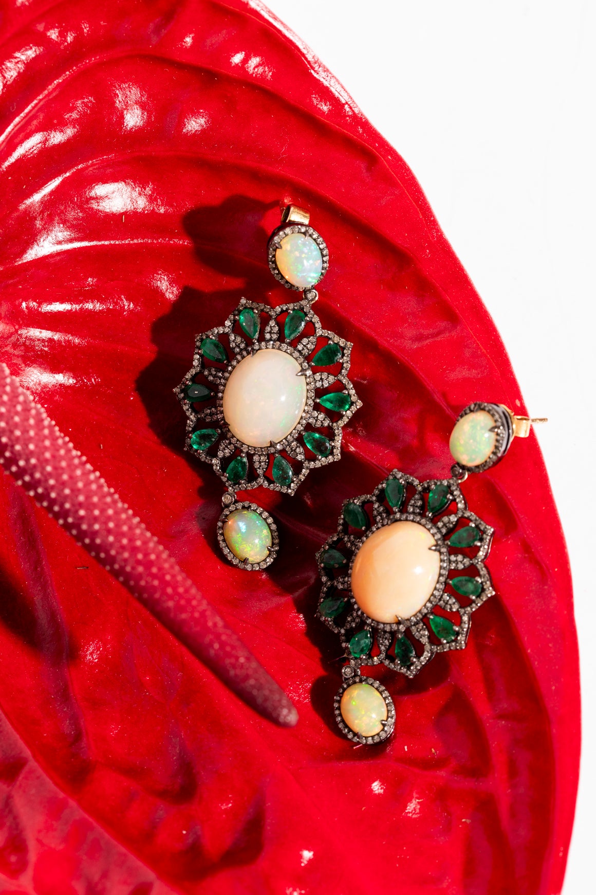 MEREDITH MARKS Opal & Diamond Statement Earrings