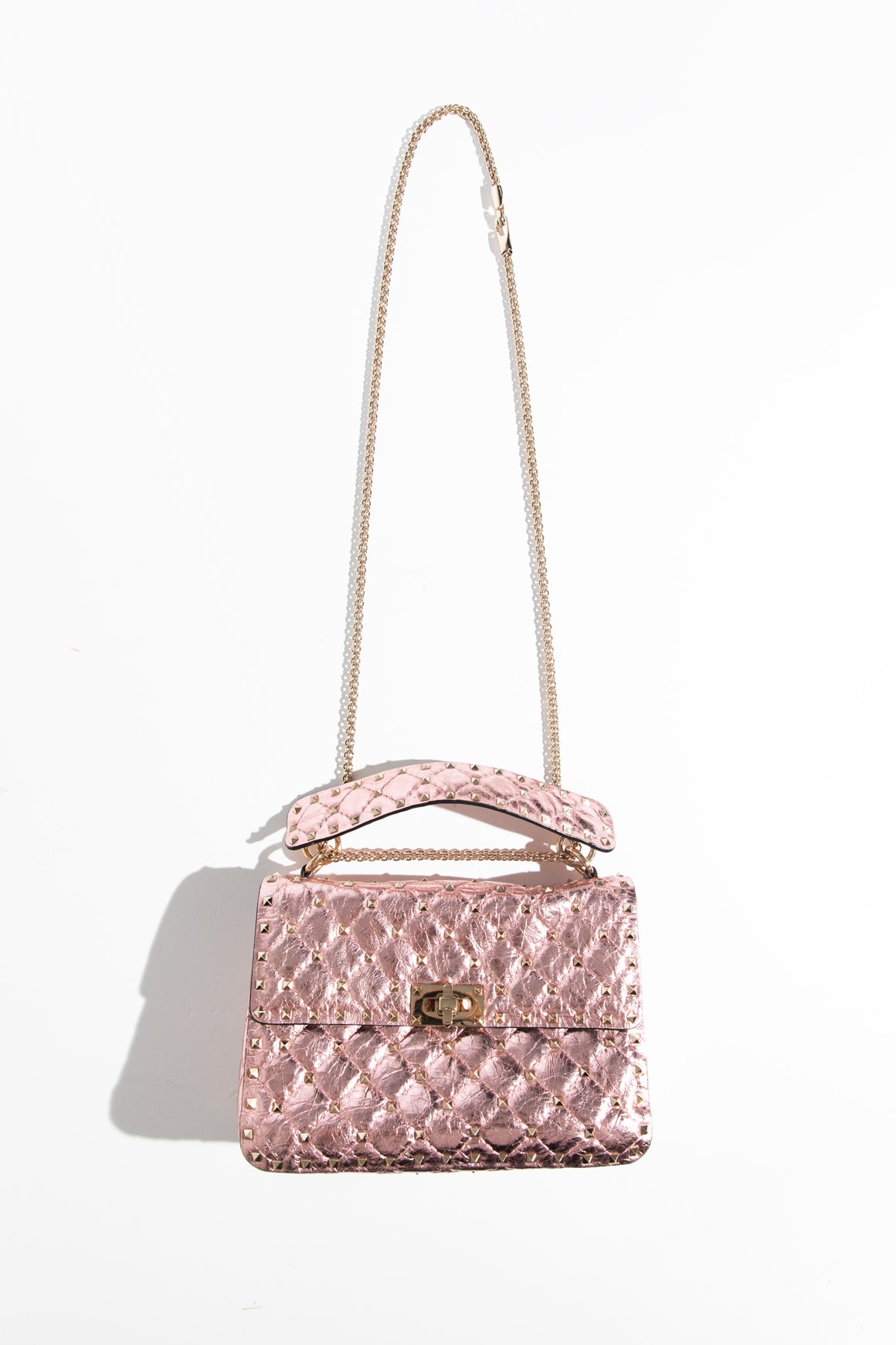 VALENTINO Pink Metallic Rockstud Bag