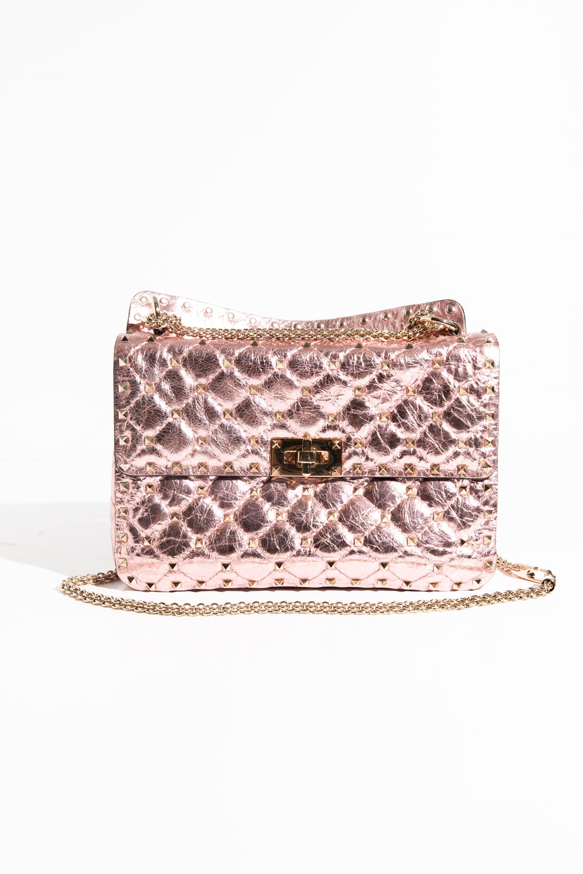 VALENTINO Pink Metallic Rockstud Bag