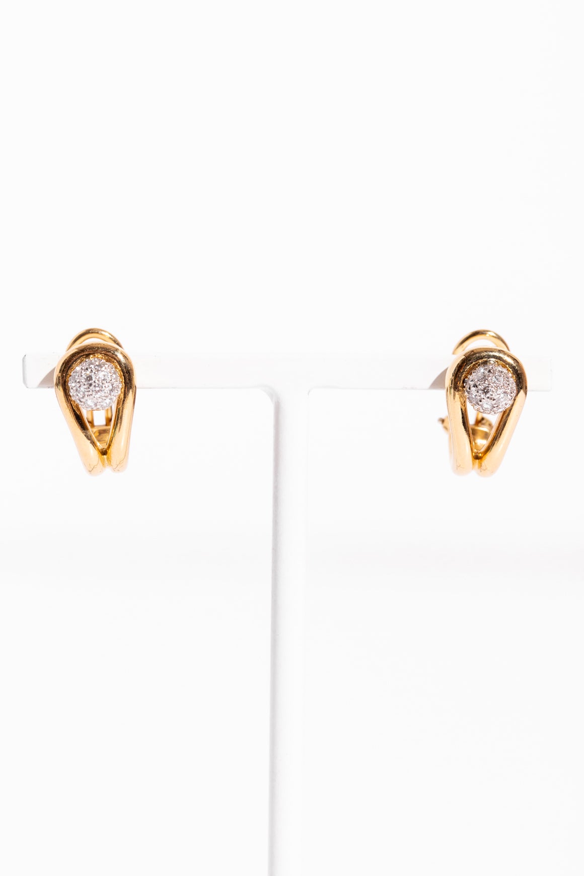 TIFFANY & CO. 14K Gold Diamond Hoop Earrings