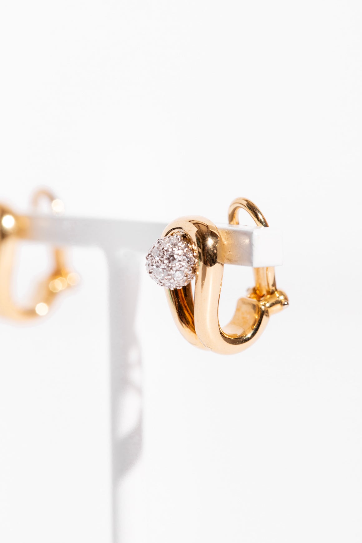 TIFFANY & CO. 14K Gold Diamond Hoop Earrings
