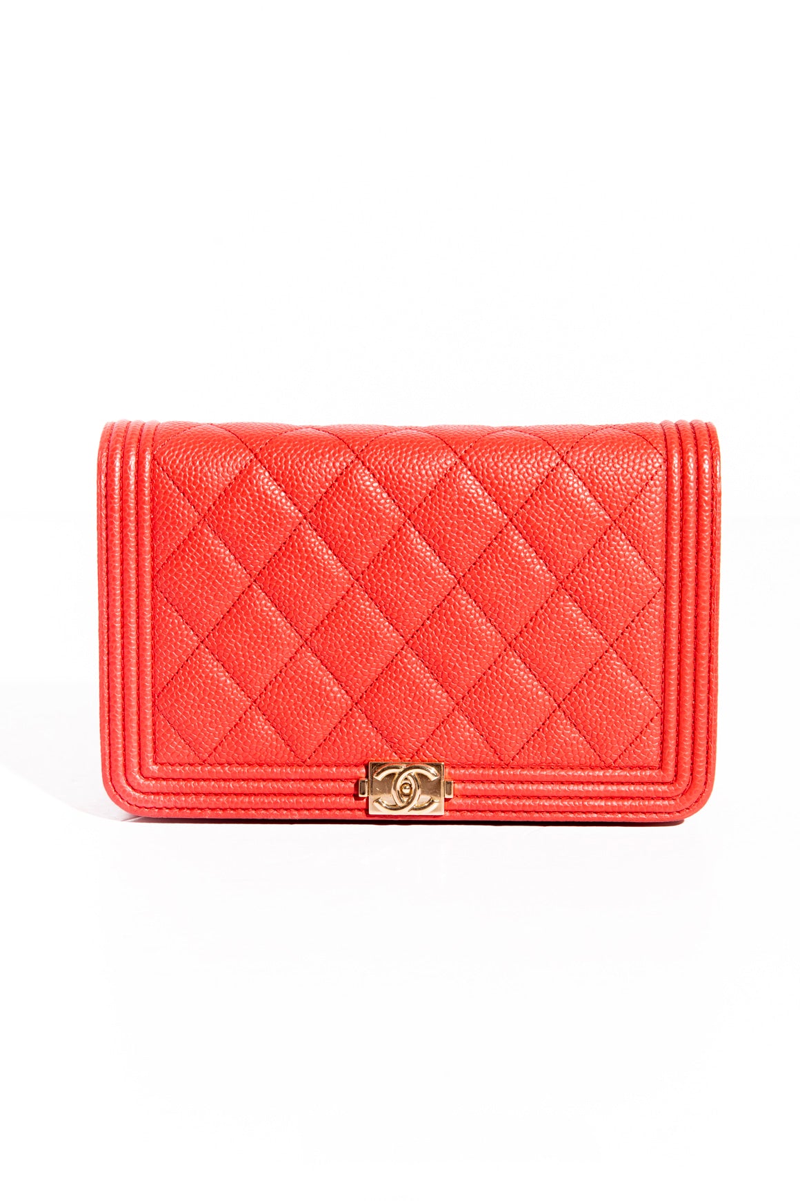 CHANEL Red Boy Wallet On Chain