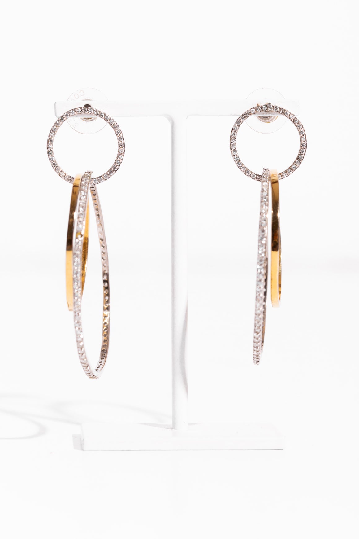 Silver & Gold Diamond Layered Hoop Earrings