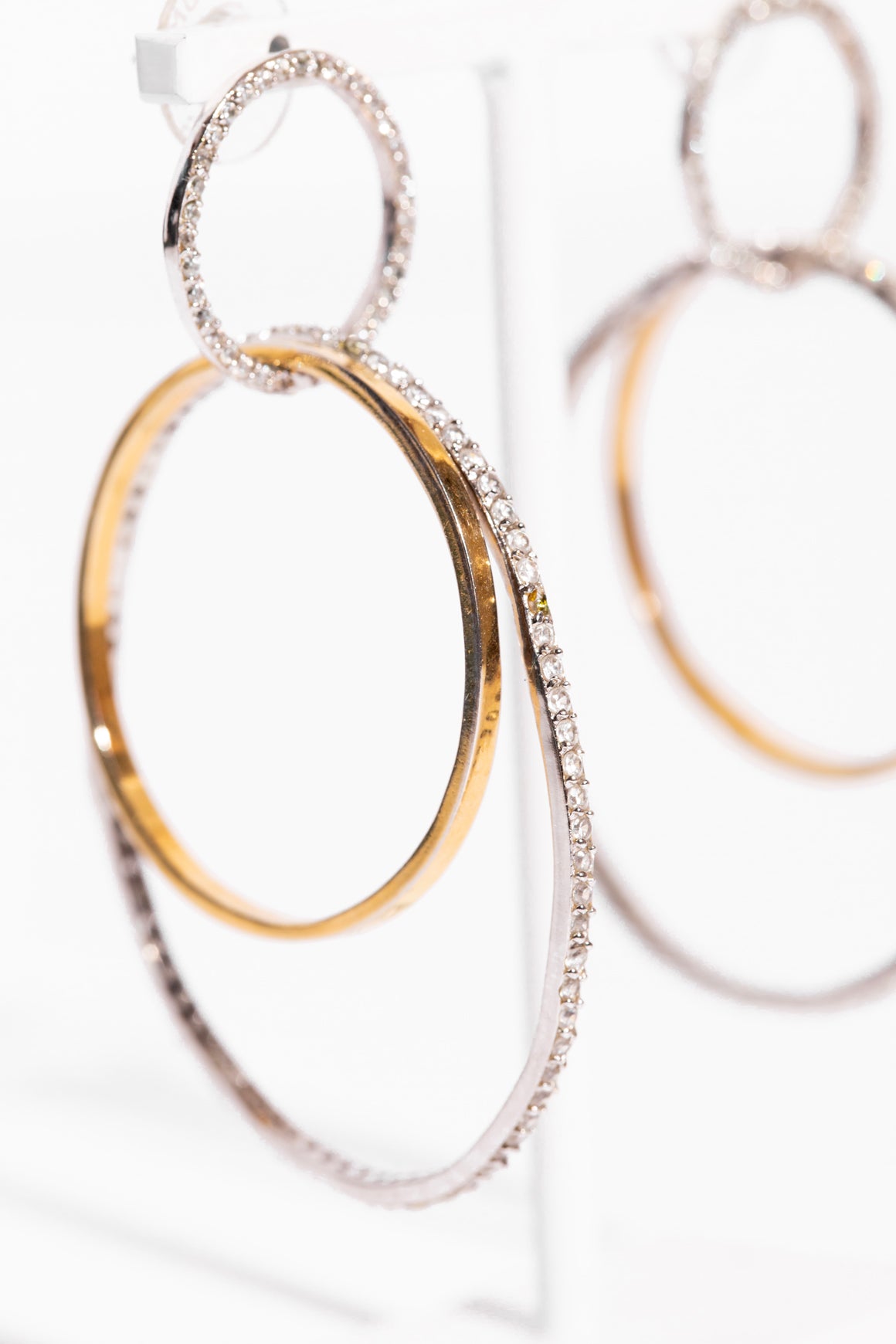 Silver & Gold Diamond Layered Hoop Earrings