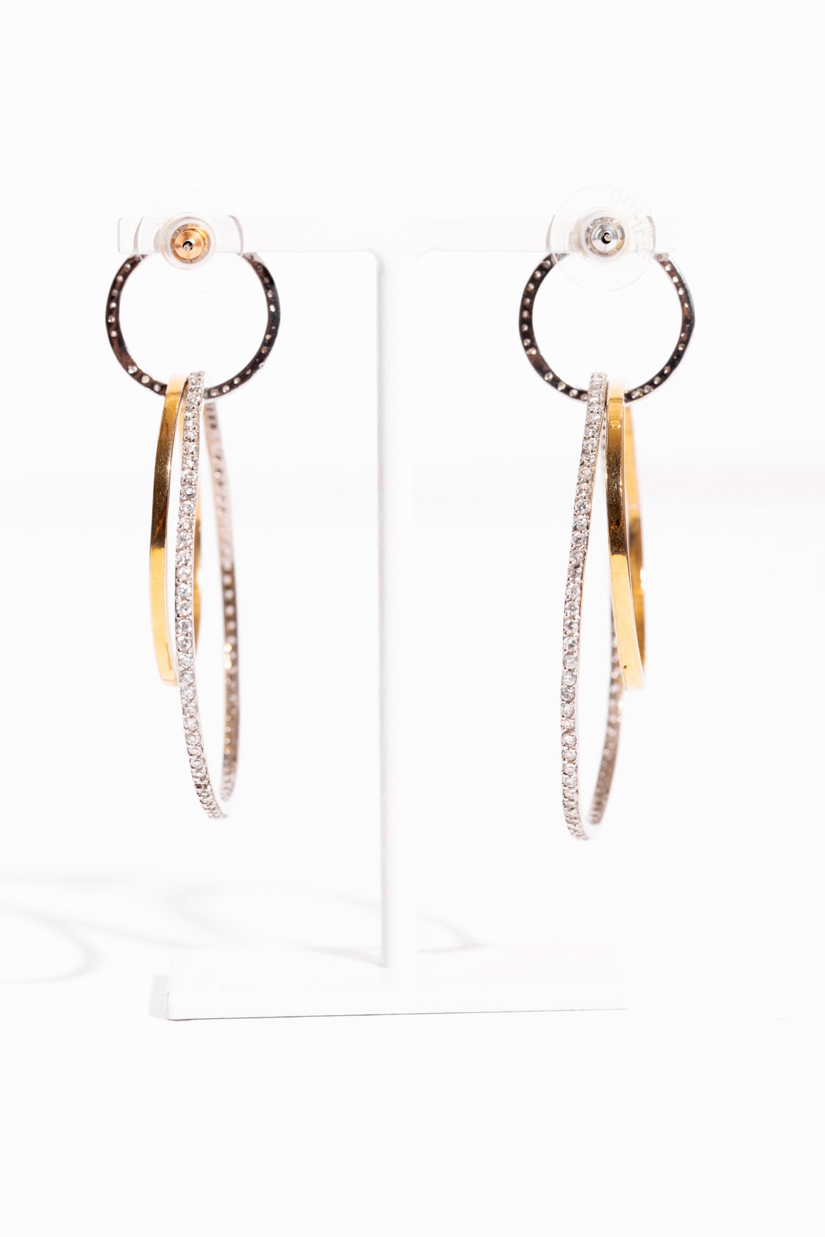 Silver & Gold Diamond Layered Hoop Earrings