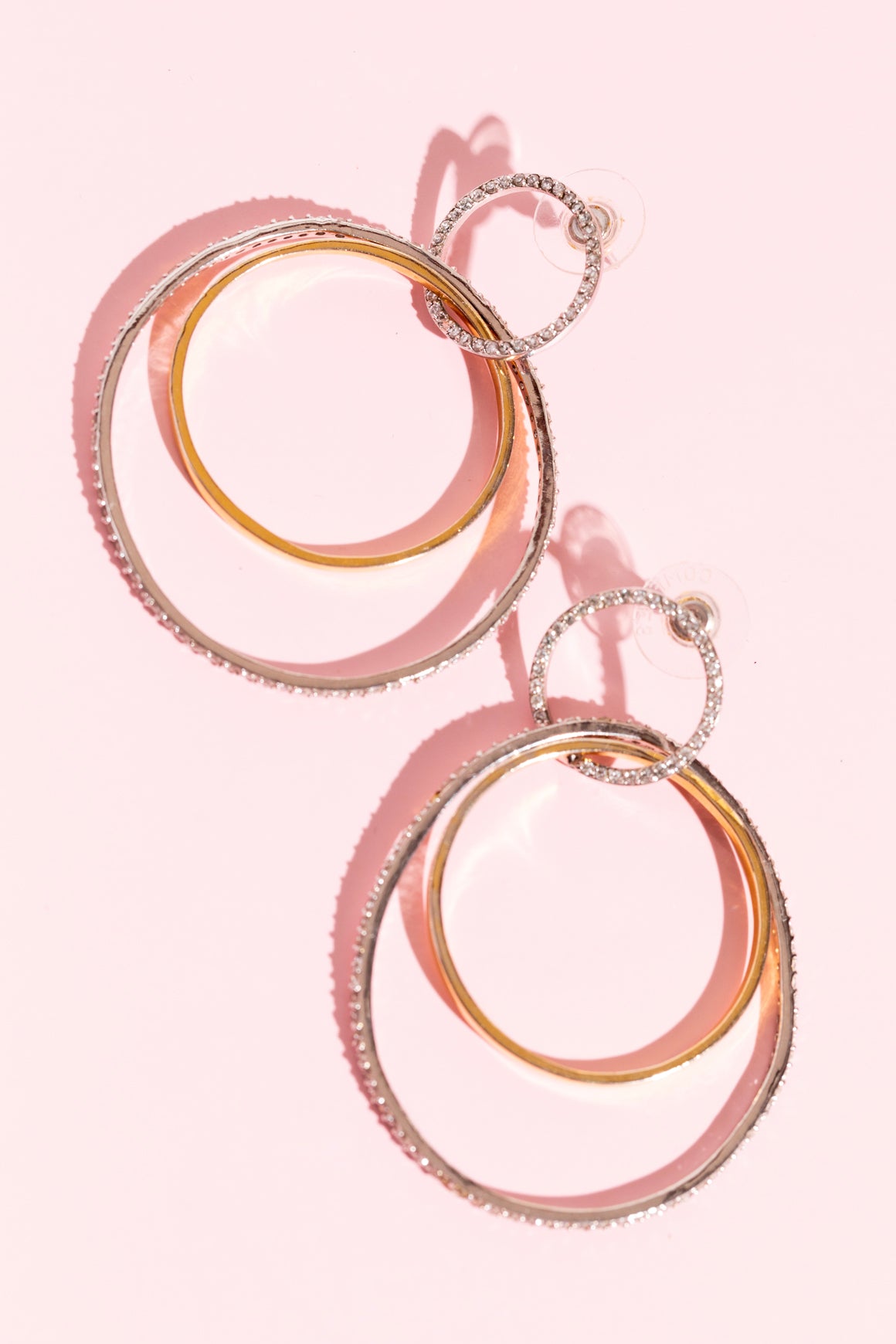 Silver & Gold Diamond Layered Hoop Earrings