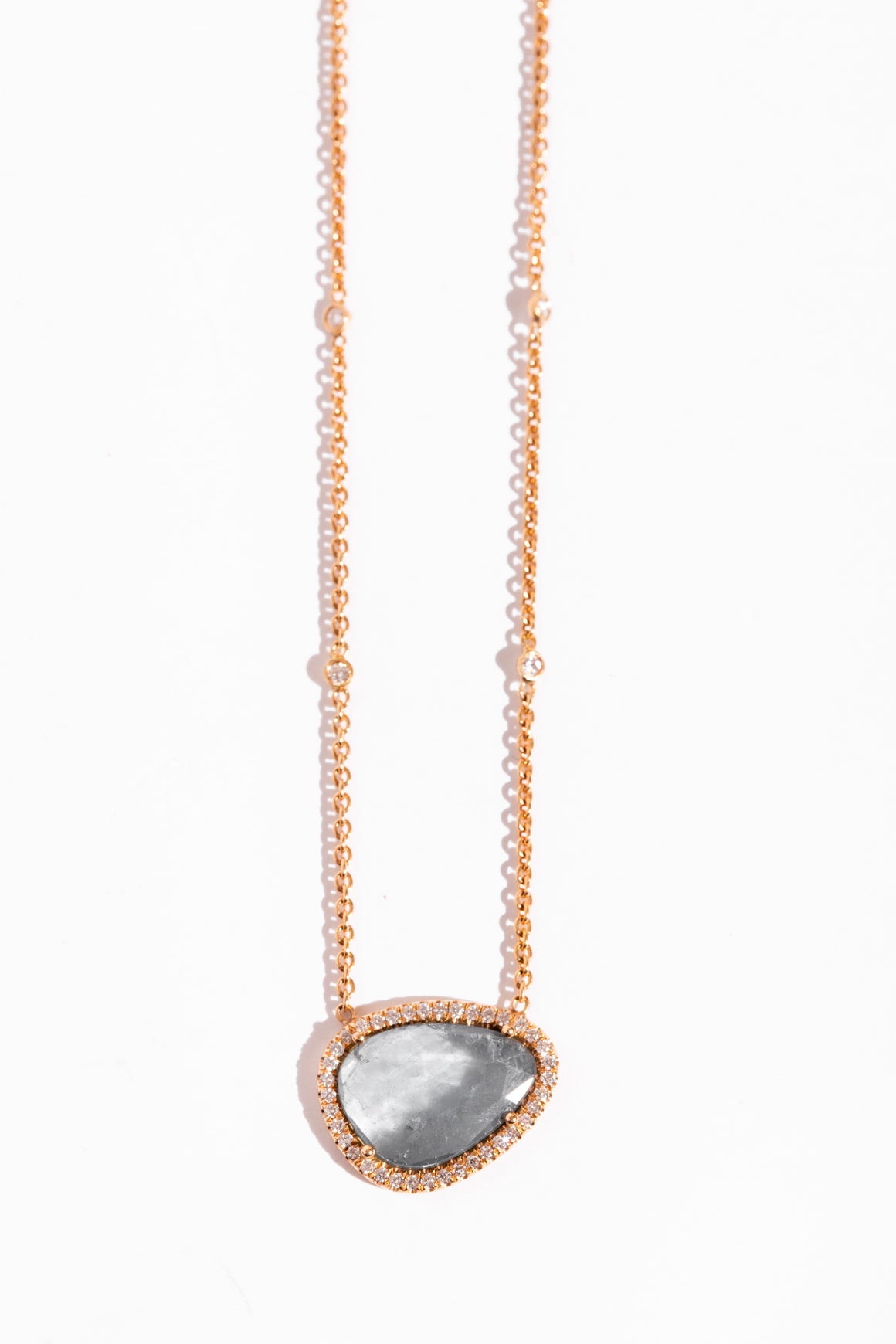 LAUREN K 18k Rose Gold Labradorite & Diamond Necklace