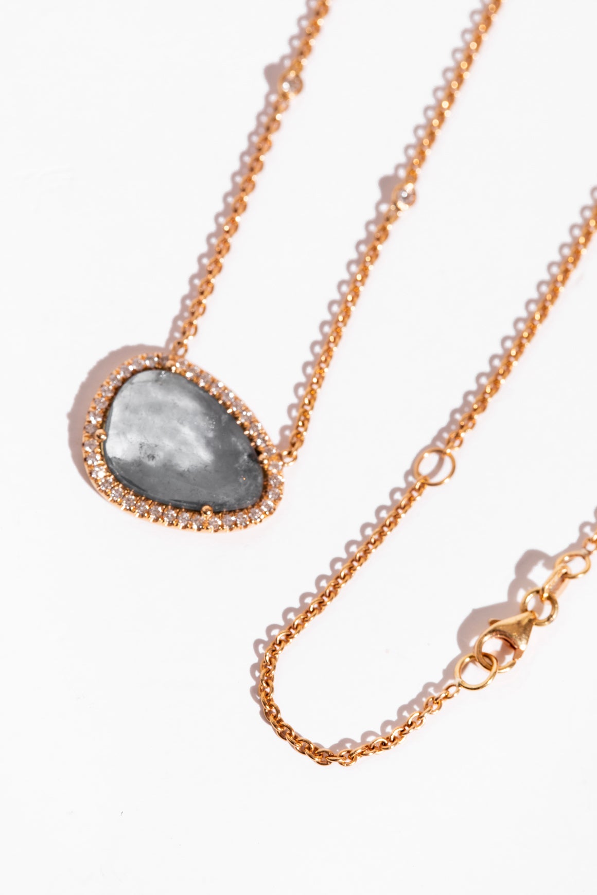 LAUREN K 18k Rose Gold Labradorite & Diamond Necklace