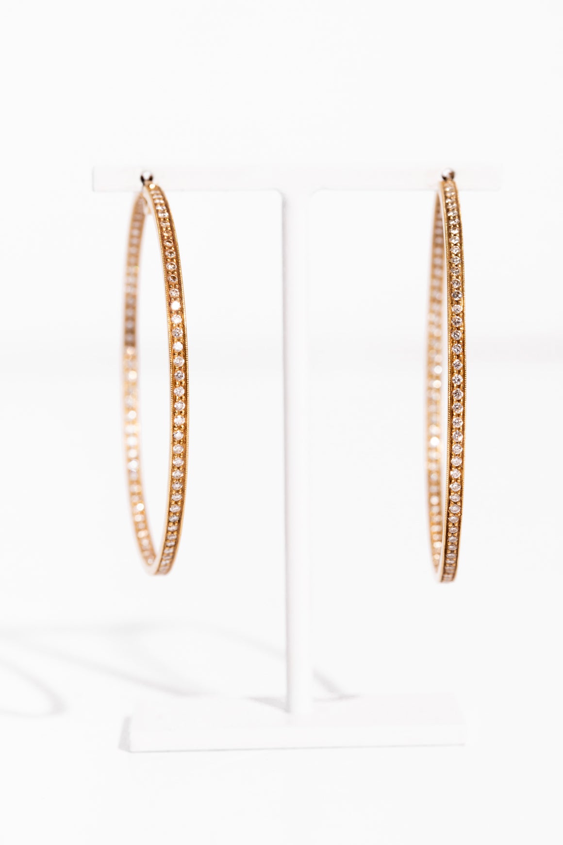 14K Large Gold Hoops W/ Diamonds