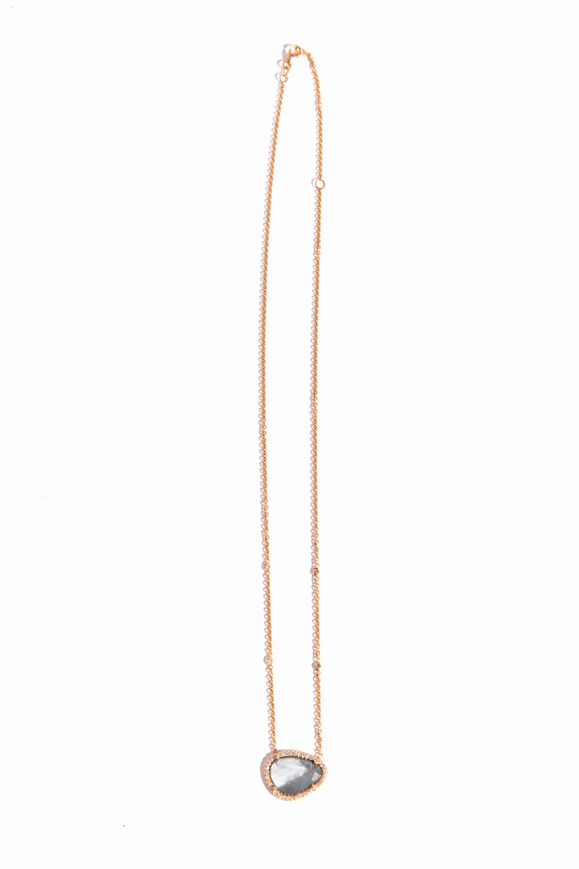 LAUREN K 18k Rose Gold Labradorite & Diamond Necklace