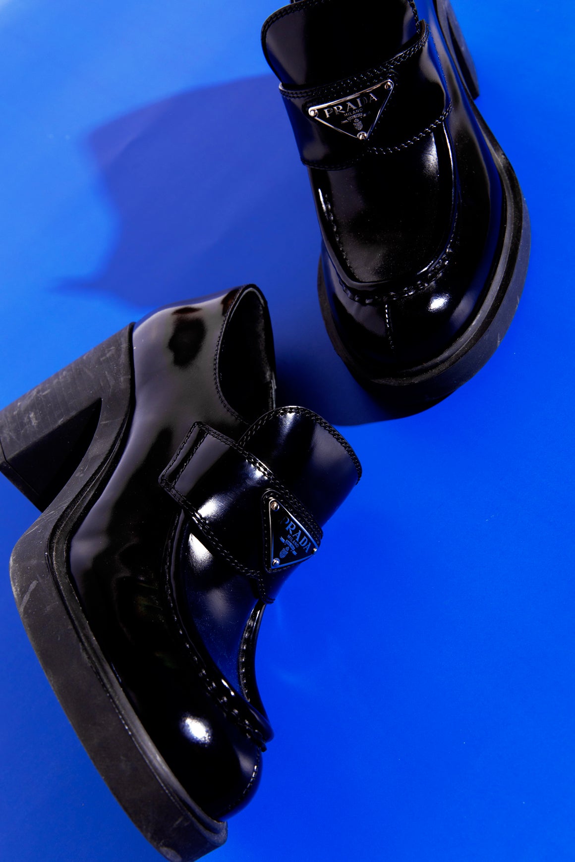 PRADA Black Block Heel Loafers (Sz. 38)