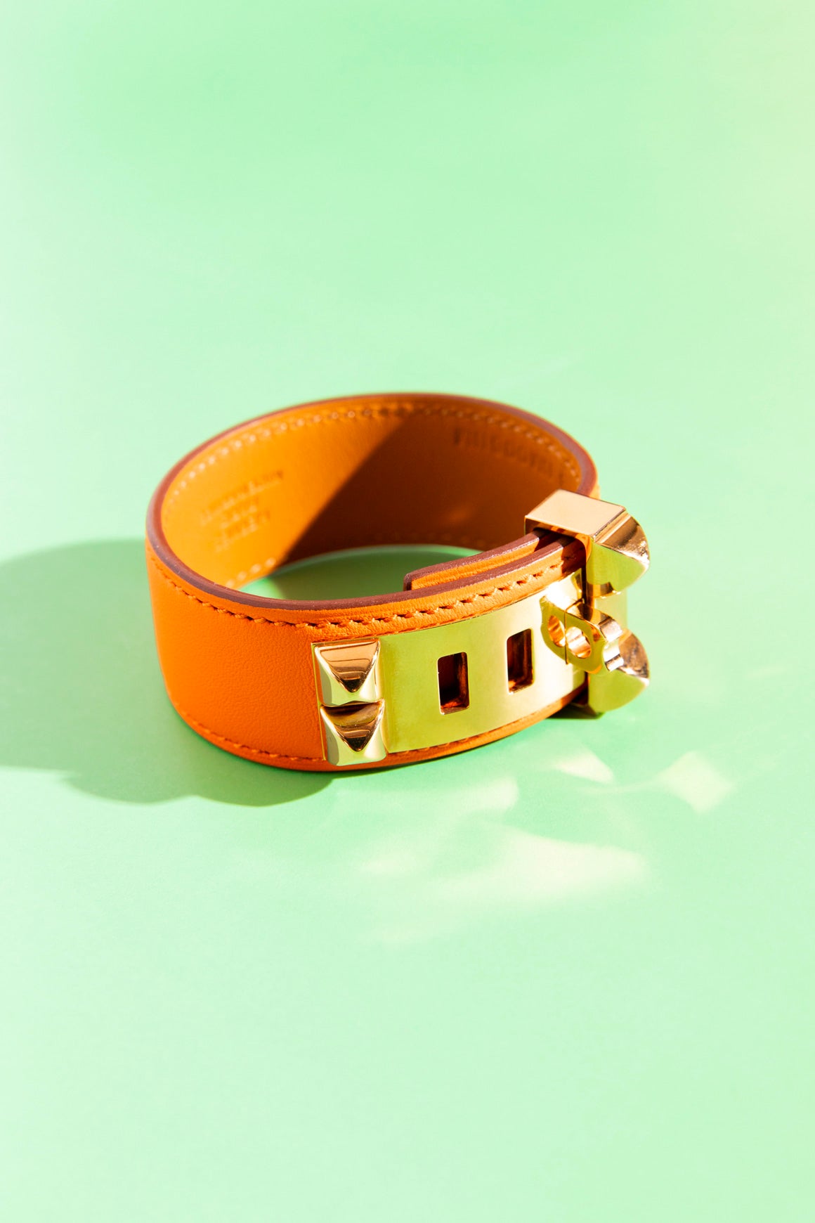 HERMES Gold & Orange 'Collier de Chien' 24 Bracelet | MOSS Consignment
