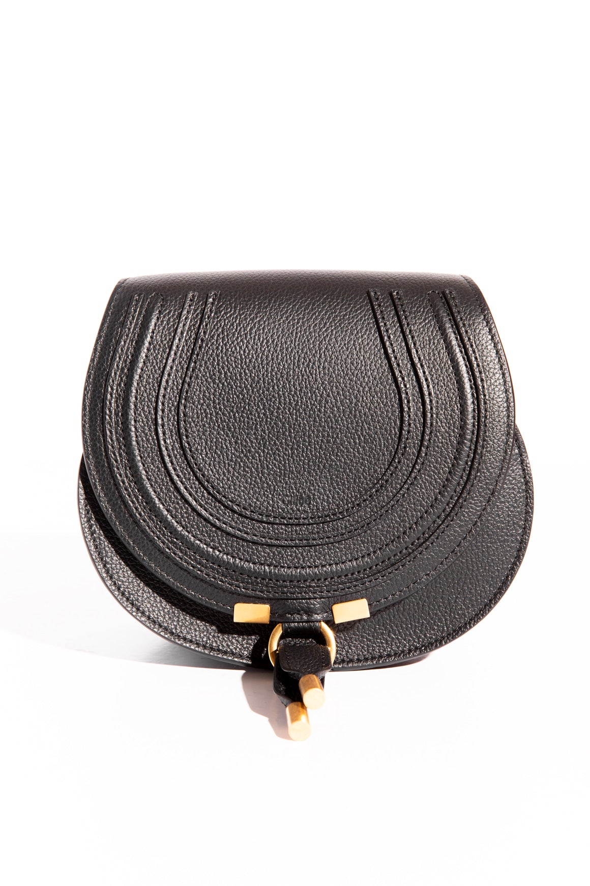 CHLOE Small Black 'Marcie' Leather Crossbody Bag